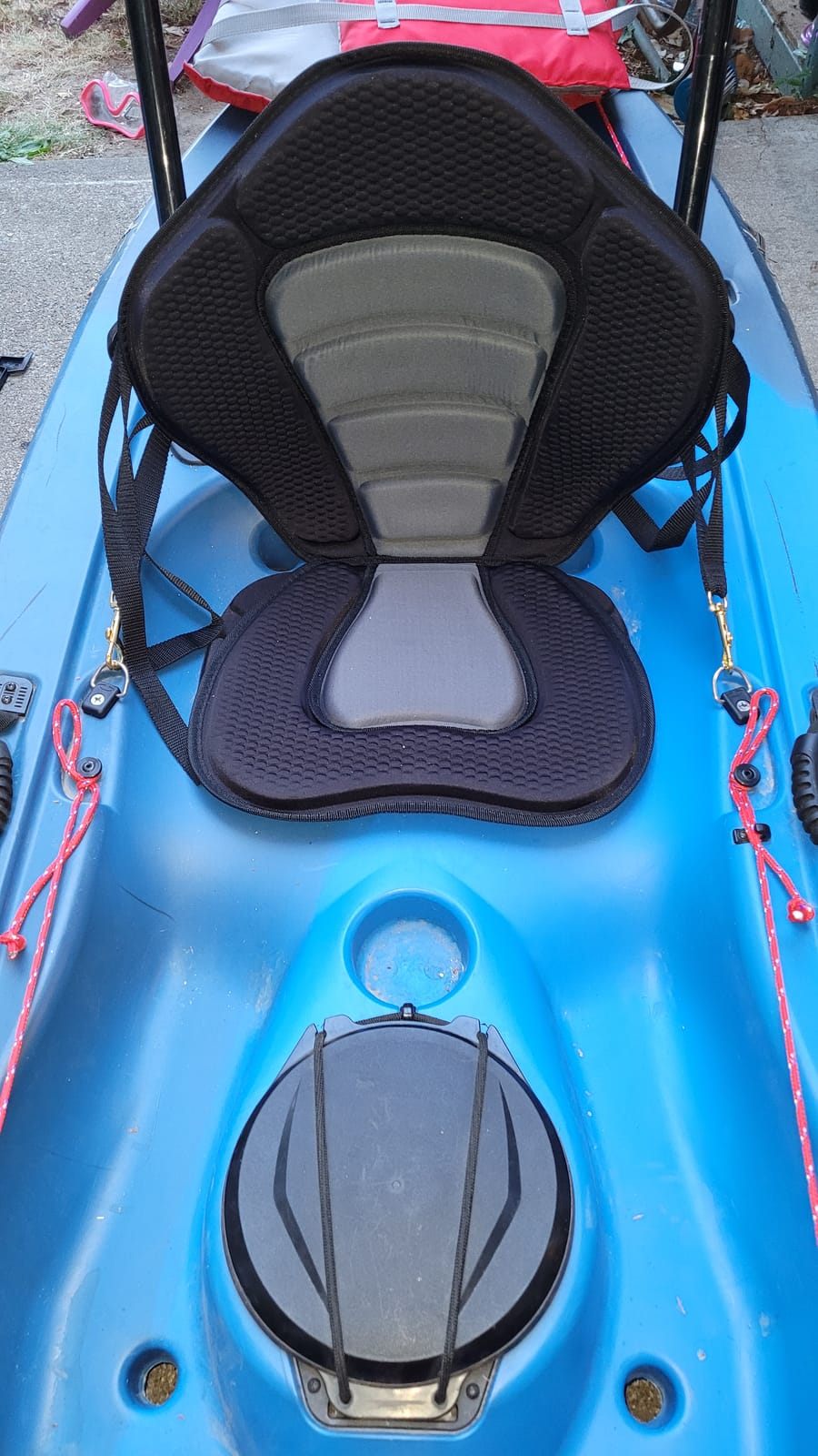 Kayak Seat Deluxe Padded Fishing Boat Seat Deluxe Sit-On-Top Canoe Seat Cushioned - Comfortable Backrest Support Universal Sit with Adjustable Back Strap Detachable Storage Bag customer photo 2