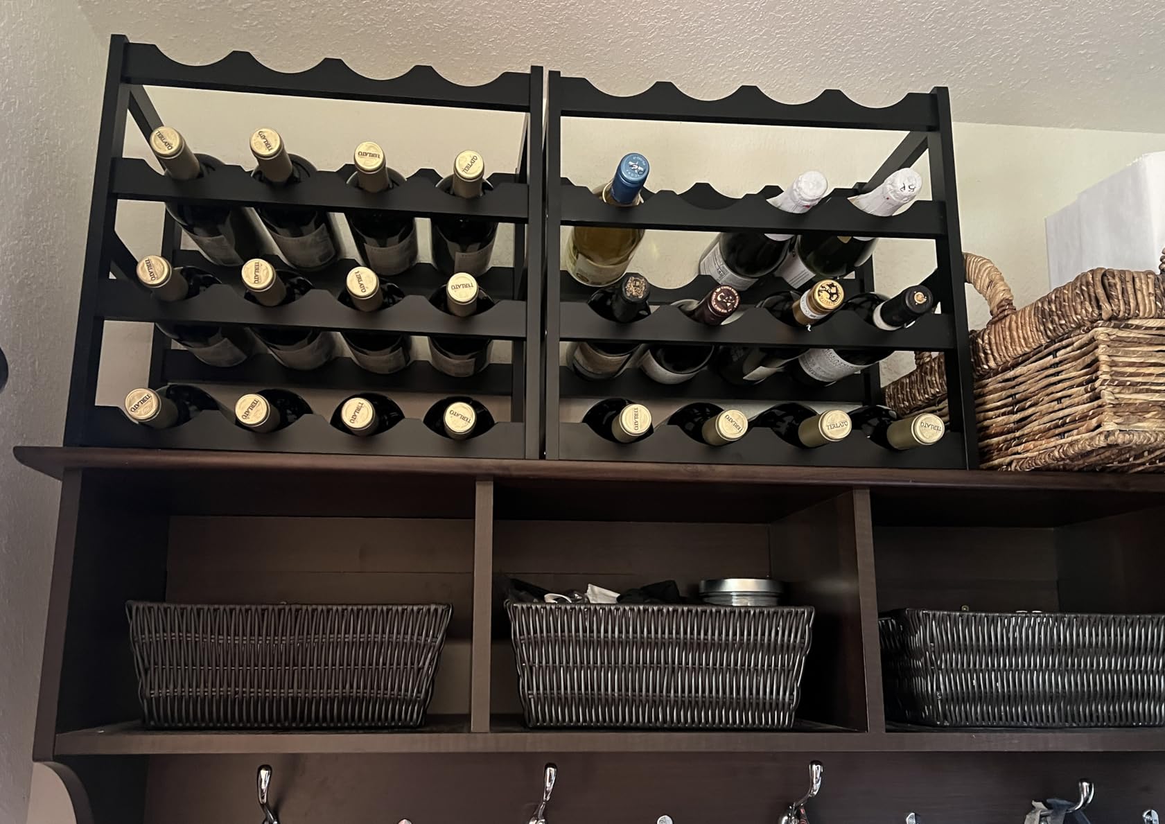 Wine Rack 8 Bottle 2-Tier Eco-Friendly Bamboo Wine Storage Easy-Assembly Space-Saving for Wine Lovers,Kitchen Wine Organizer for Countertop,Pantry, Home,Room Decor,Bar customer photo 2