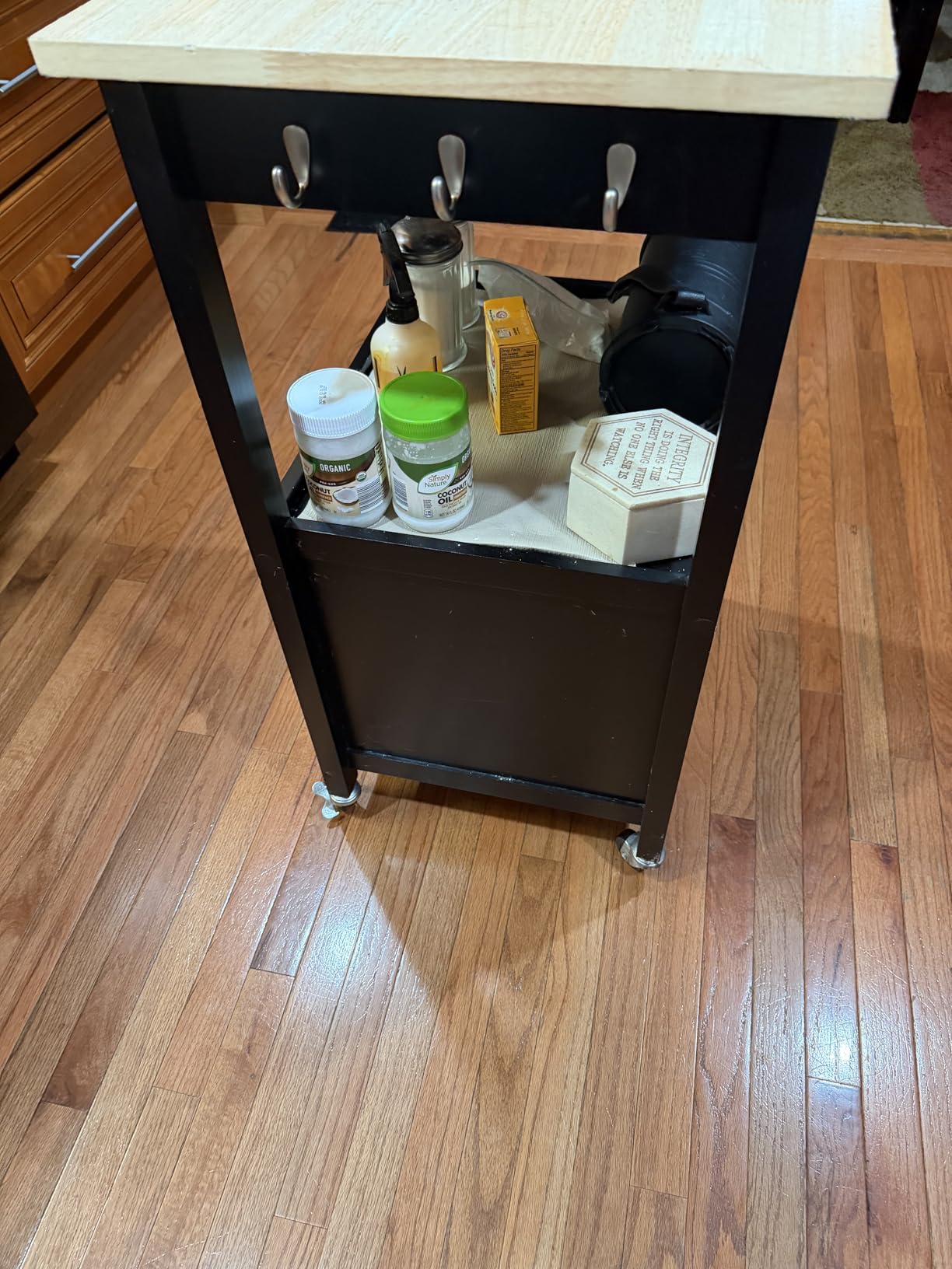 Yaheetech Rolling Kitchen Island Cart with Storage, 2 Tier, Wood Top, White customer photo 1