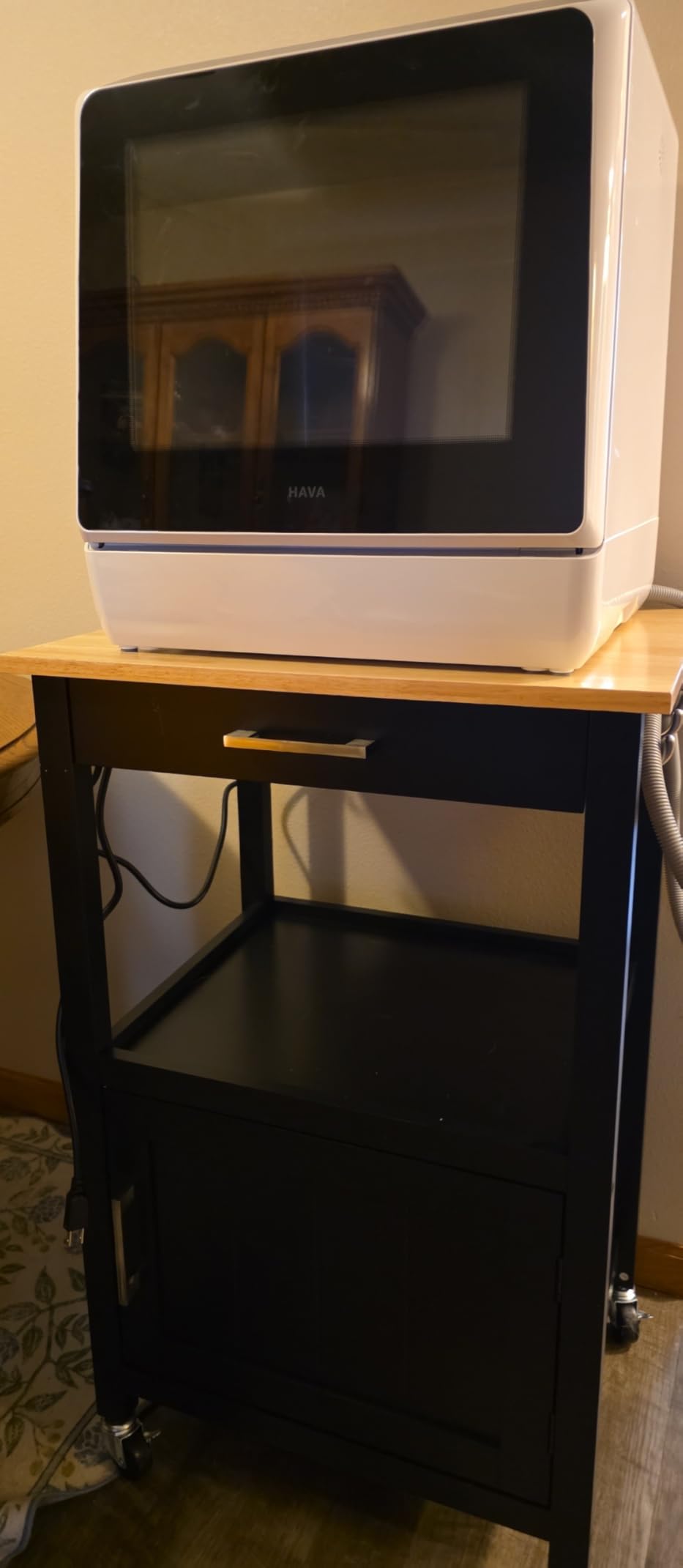 Yaheetech Rolling Kitchen Island Cart with Storage, 2 Tier, Wood Top, White customer photo 2