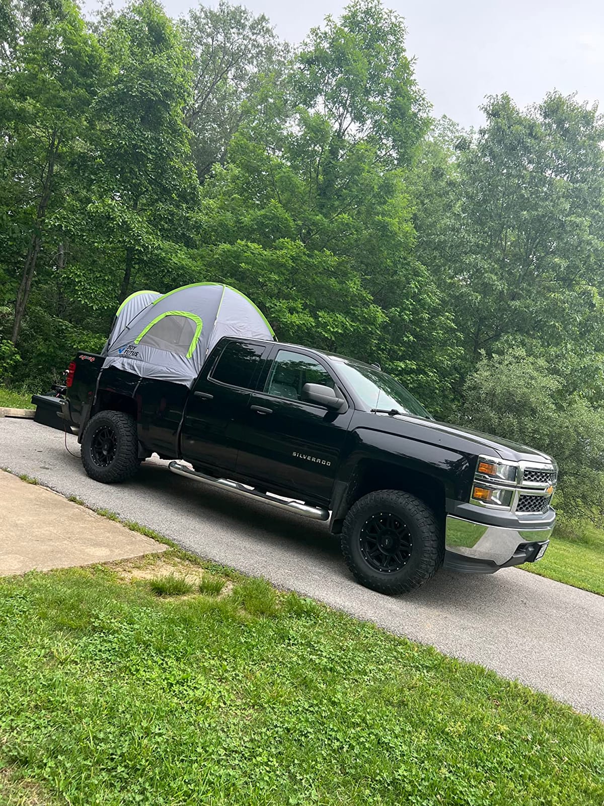 JOYTUTUS Pickup Truck Tent 2.0, Waterproof PU2000mm Double Layer for 2 Person, Portable Truck Bed Tent with Rainfly, 5.5'-5.8' Camping Preferred - Green customer photo 2