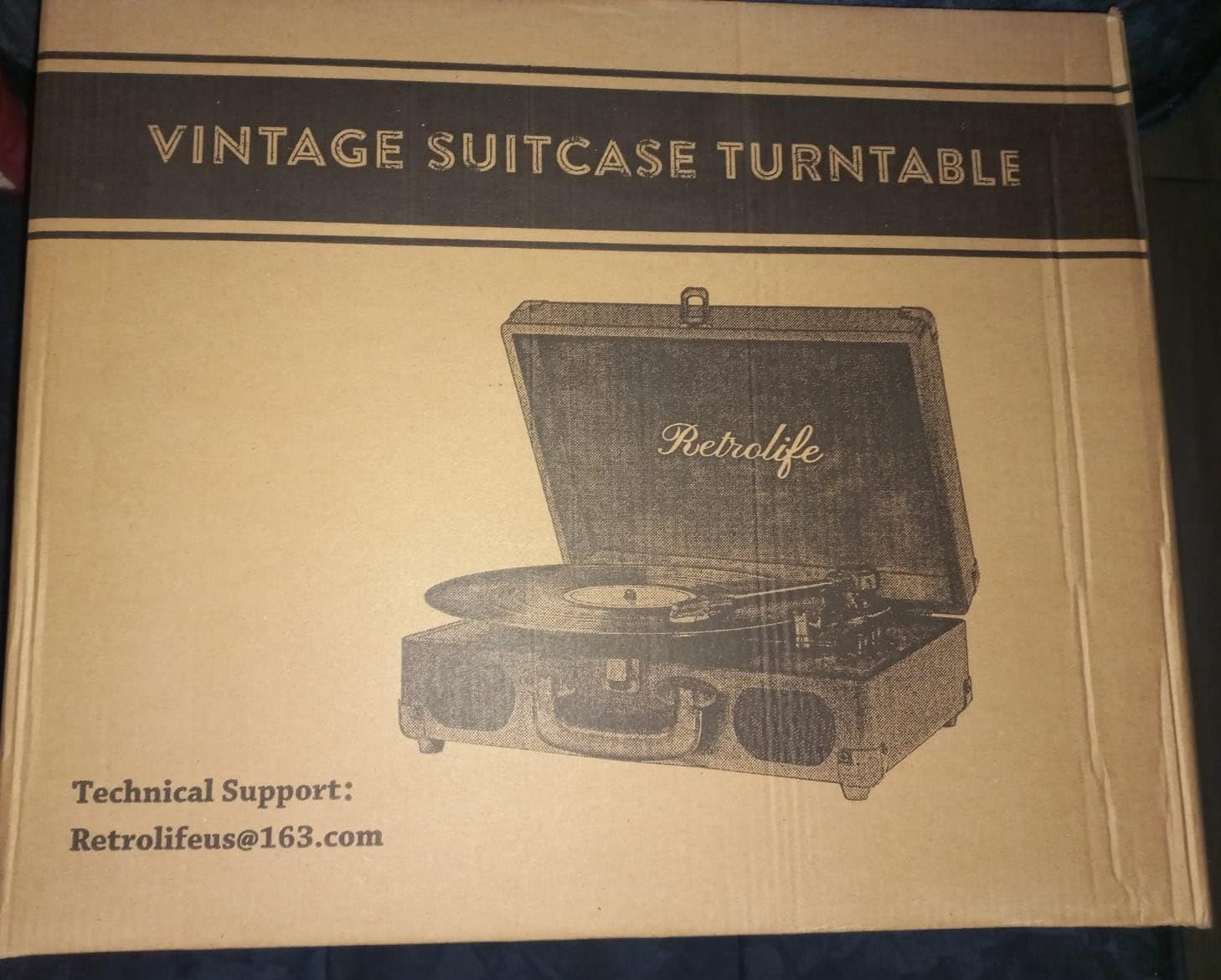 Retrolife Vinyl Record Player with Speakers, Bluetooth Vinyl Player-Black | Portable, 3-Speed BT Turntable, Belt-Driven, RCA Line Out & Headphone Jack, Auto Stop, Plays 7/10/12 inch Records, 33/45/78 RPM customer photo 2