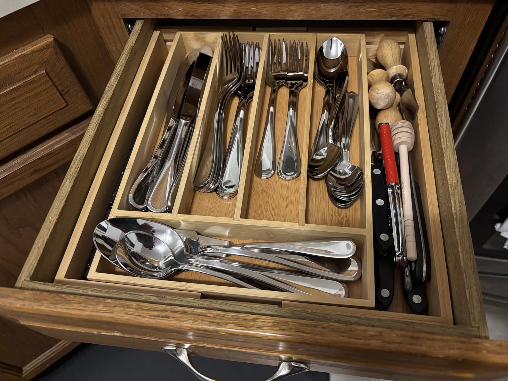 Bellsal Silverware Organizer Kitchen Drawer Organizer Expandable Bamboo Utensil Holder Cutlery Tray for Kitchen Utensil and Flatware Bedroom Office customer photo 1