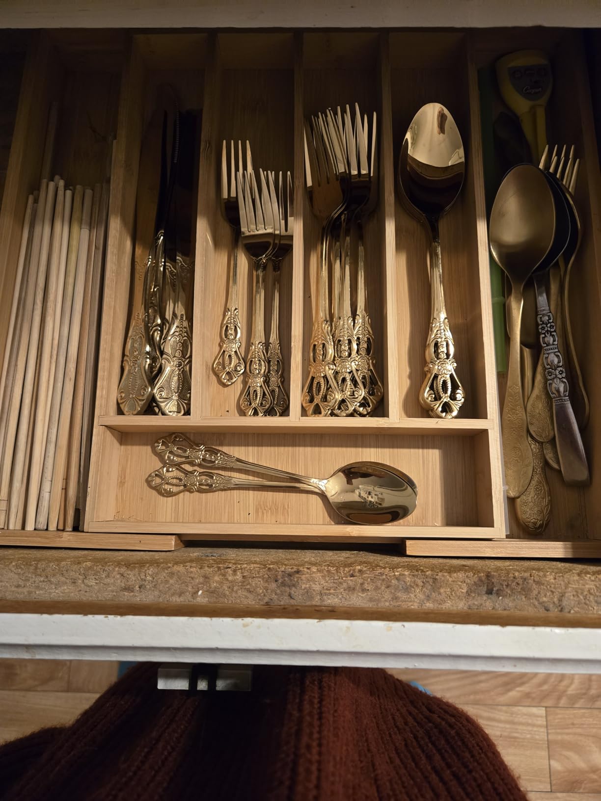 Bellsal Silverware Organizer Kitchen Drawer Organizer Expandable Bamboo Utensil Holder Cutlery Tray for Kitchen Utensil and Flatware Bedroom Office customer photo 2