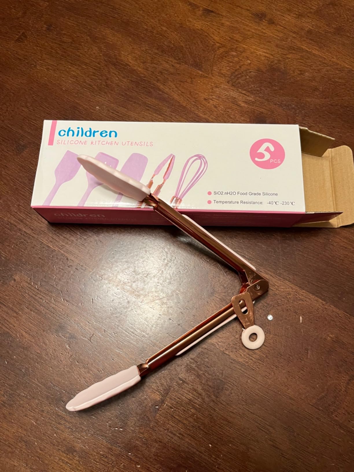 Collfa Rose Gold And Pink Kitchen Utensil Small Five-Piece Set Mini Silicone Kids Kitchen Tools Whisk Spatula Tongs Spoon And Slotted Spatula(Kids Baking Supplies) customer photo 1