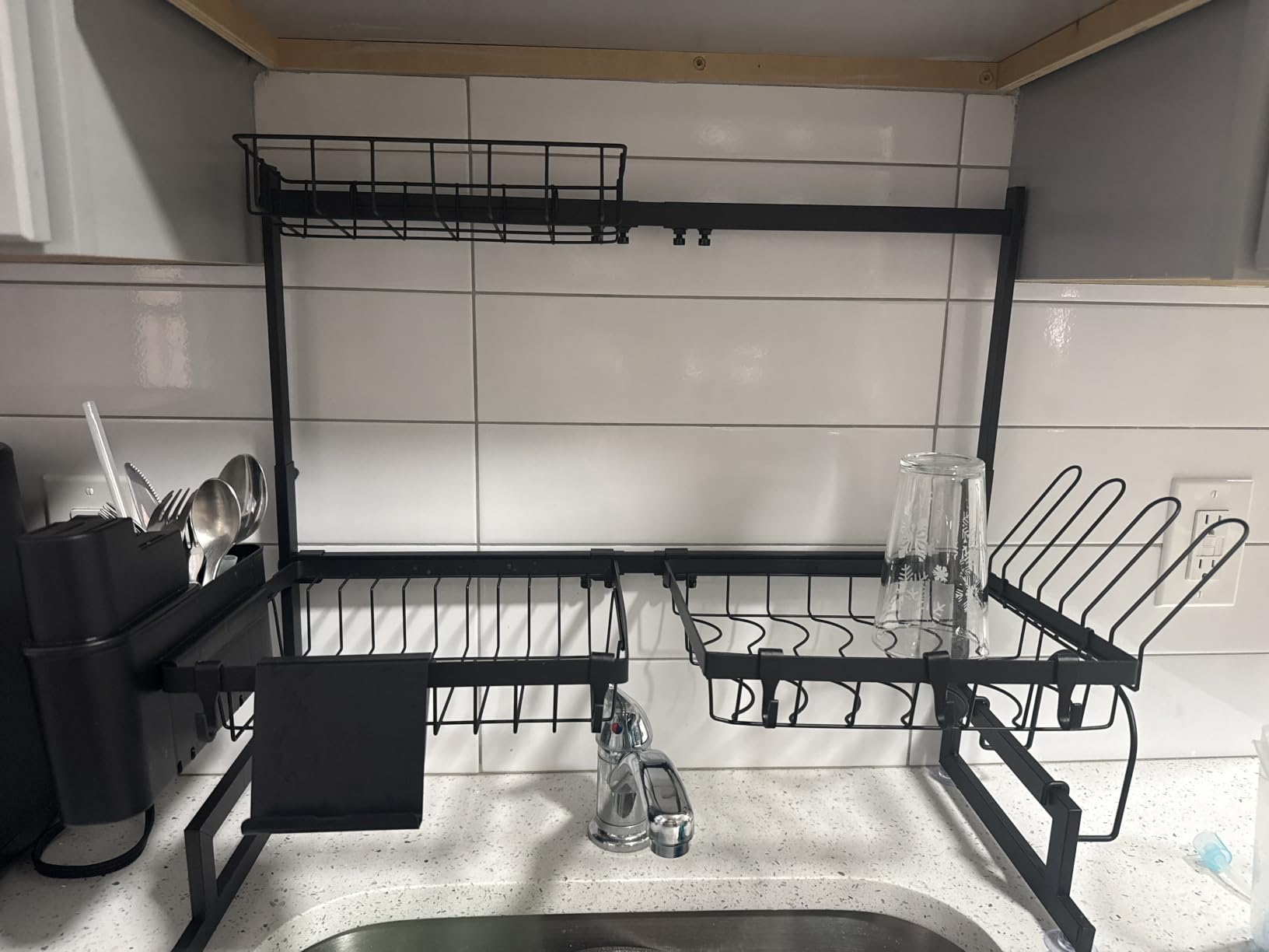 ADBIU Over The Sink Dish Drying Rack (Expandable Height and Length) Snap-On Design 2 Tier Large Dish Rack 31-39.4L x 12W x 34-38H inches customer photo 1