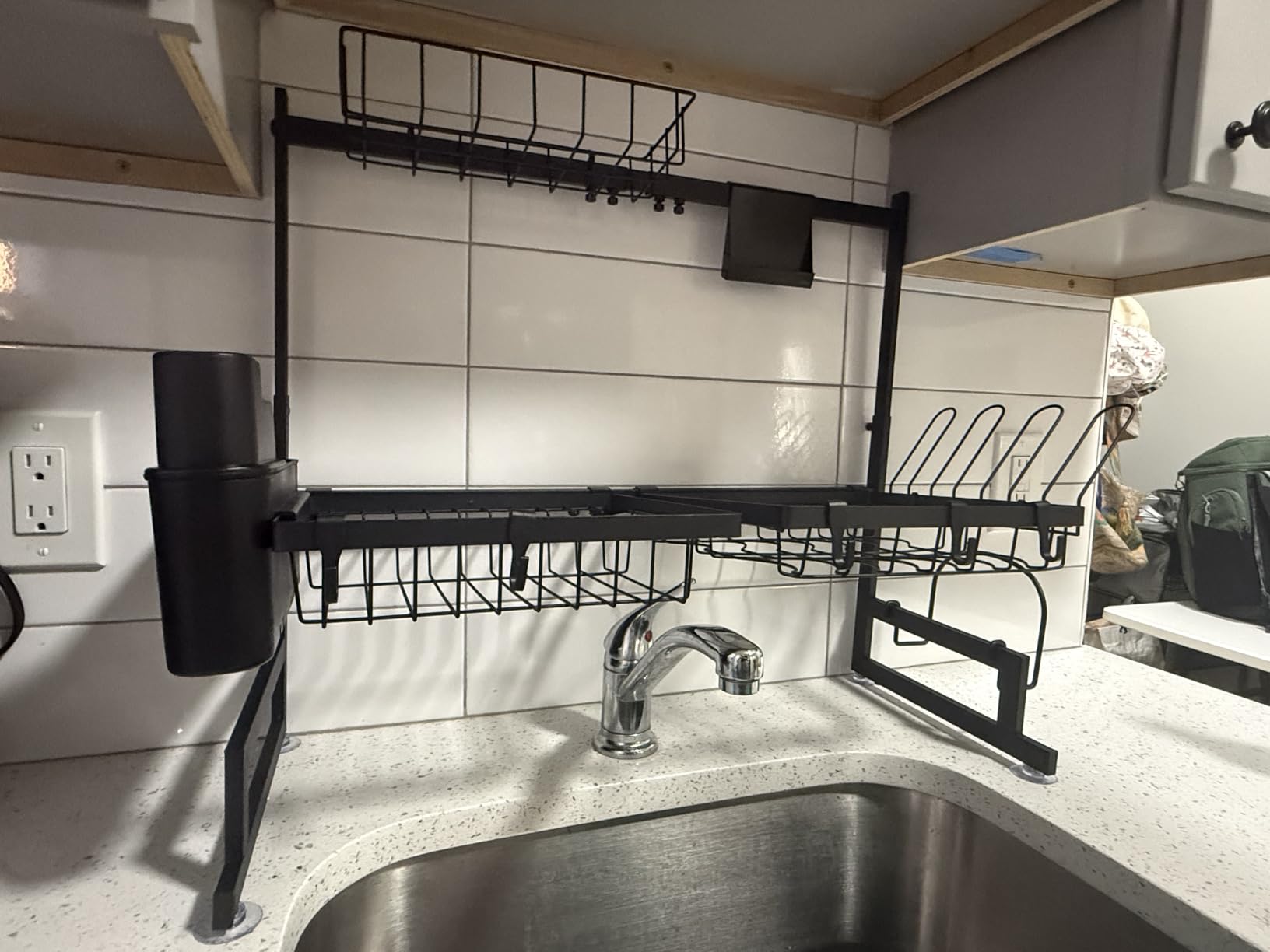 ADBIU Over The Sink Dish Drying Rack (Expandable Height and Length) Snap-On Design 2 Tier Large Dish Rack 31-39.4L x 12W x 34-38H inches customer photo 2