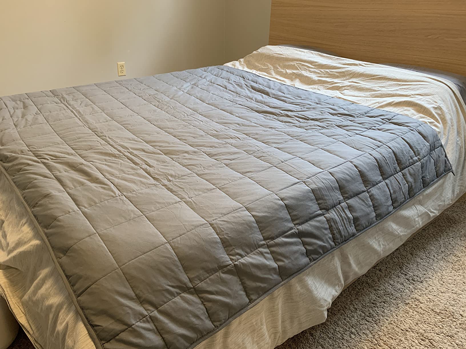 BB BLINBLIN Cooling Weighted Blanket Heavy Blanket, Calm and Sleep, Premium Soft and Comfortable Material and Glass Beads (Dark Grey, 60''x80'' 17lbs), Suit for Adult (~160lb) Use on Queen/King Bed customer photo 2