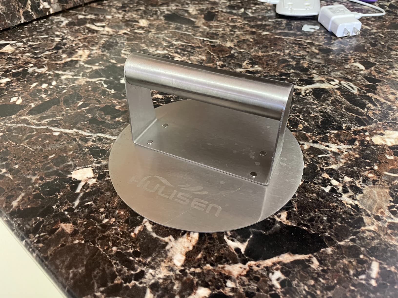 HULISEN Stainless Steel Burger Press, 6.2-Inch Round Burger Smasher | Flat Edge, Even Pressure for Thin Patties, Dishwasher Safe, Griddle Accessories Fit Flat Top Griddles & Skillets customer photo 2