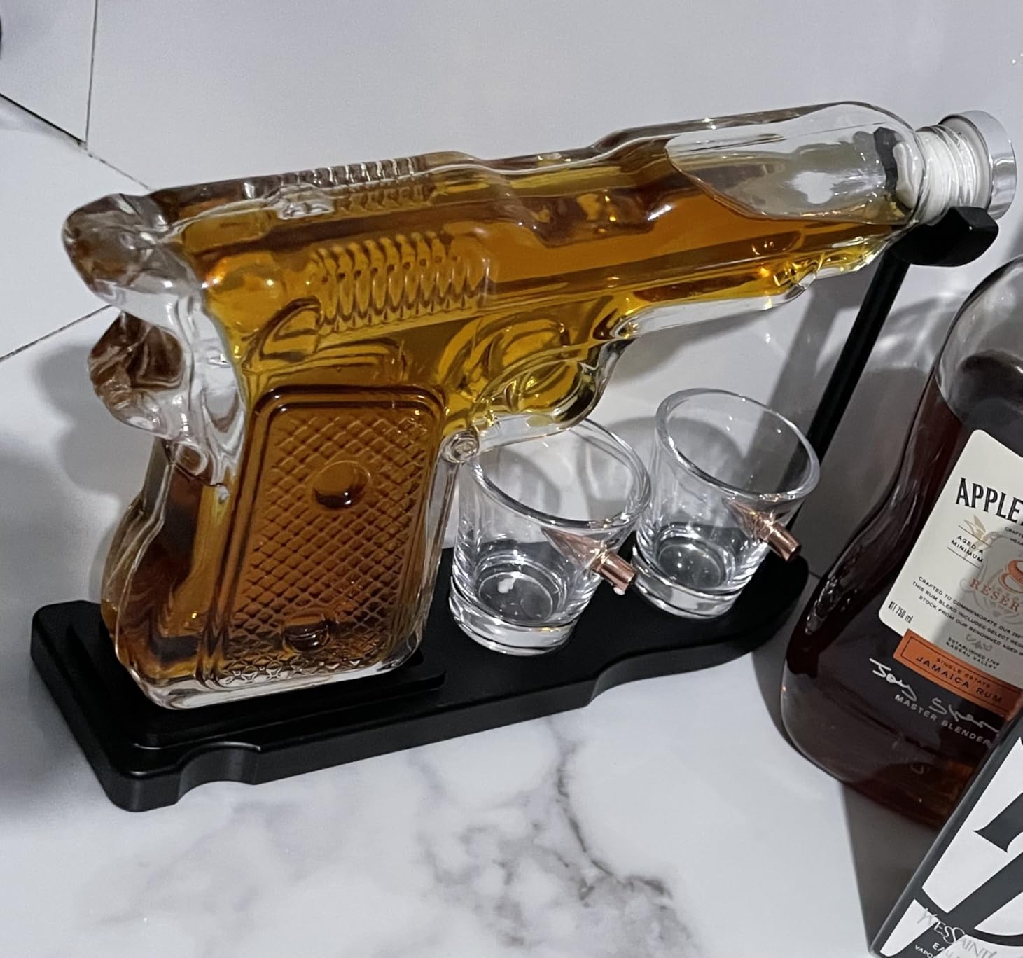 Whiskey Gun Decanter Set + 2 Bullet Glasses - Birthday Pistol Gifts for Men, Boyfriends Who Have Everything, Whiskey Gifts for Dad, Father, Husband, Boyfriend & Military Enthusiasts, Liquor Dispenser customer photo 1