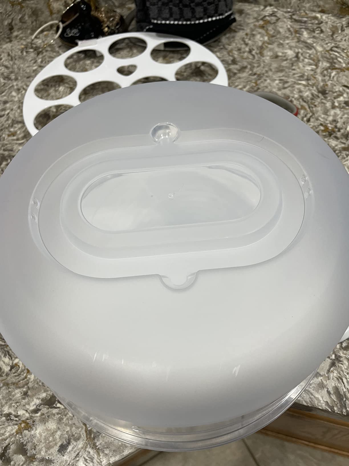 Yesland Cake Carrier with Collapsible Handle - White Cake Container and Holder with Lid - Portable Plastic Round Cake Cover for 10 inch Cake, Pies, Cookies, Nuts, Muffins, Cupcakes and Fruit customer photo 1
