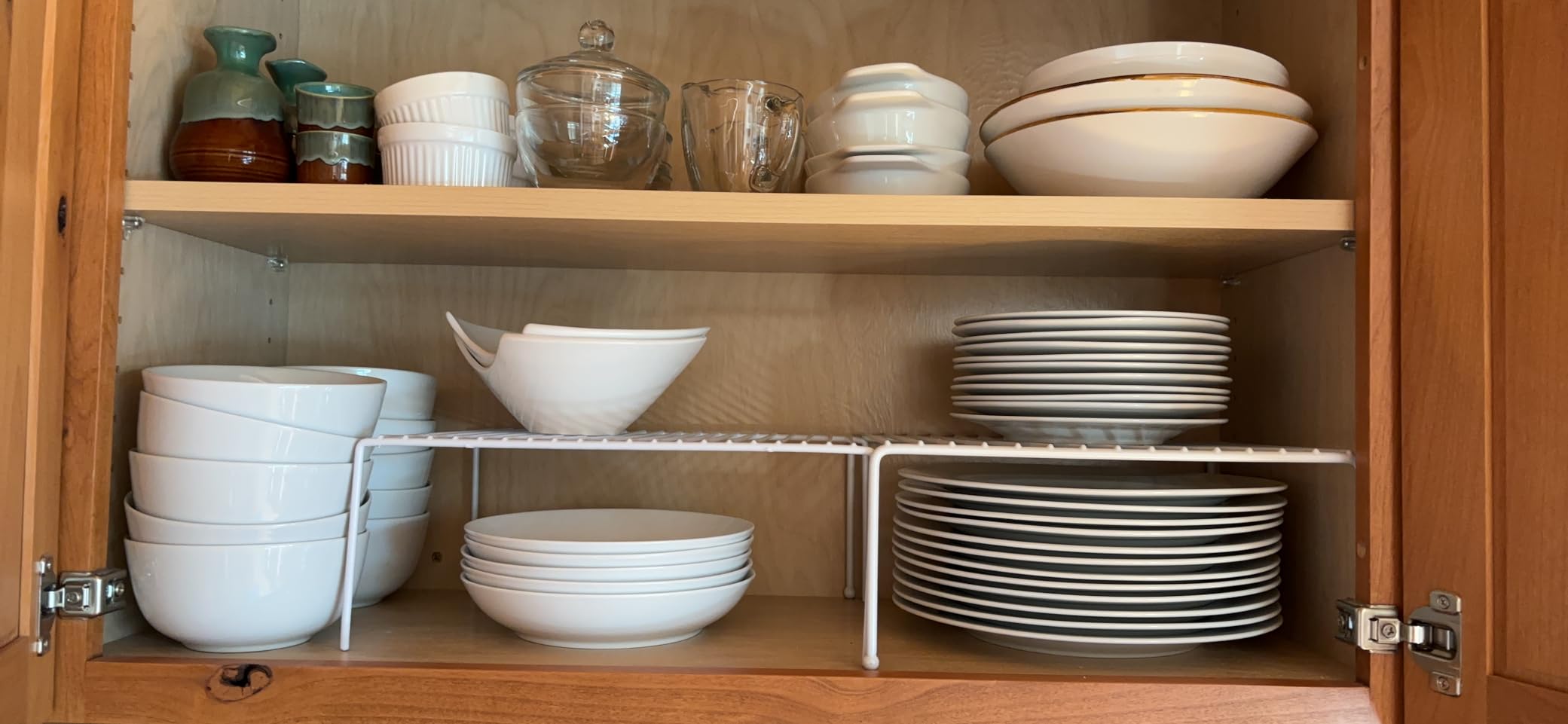 Kitchen Cabinet Shelf Organizer Set of 6, Medium (13 x 9.4 inch) Metal Wire Pantry Storage Shelves, Dish Plate Racks for Cabinets, Freezer, Counter, Cupboard Organizers and Storage, White customer photo 2