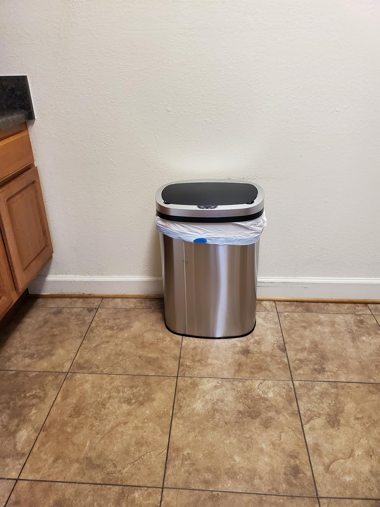 13 Gallon(50 L) Kitchen Trash Can with Touch-Free & Motion Sensor, Automatic Stainless-Steel Garbage Can Anti-Finaerprint Mute Desianed Trash Bin Brushed Stainless Steel customer photo 1
