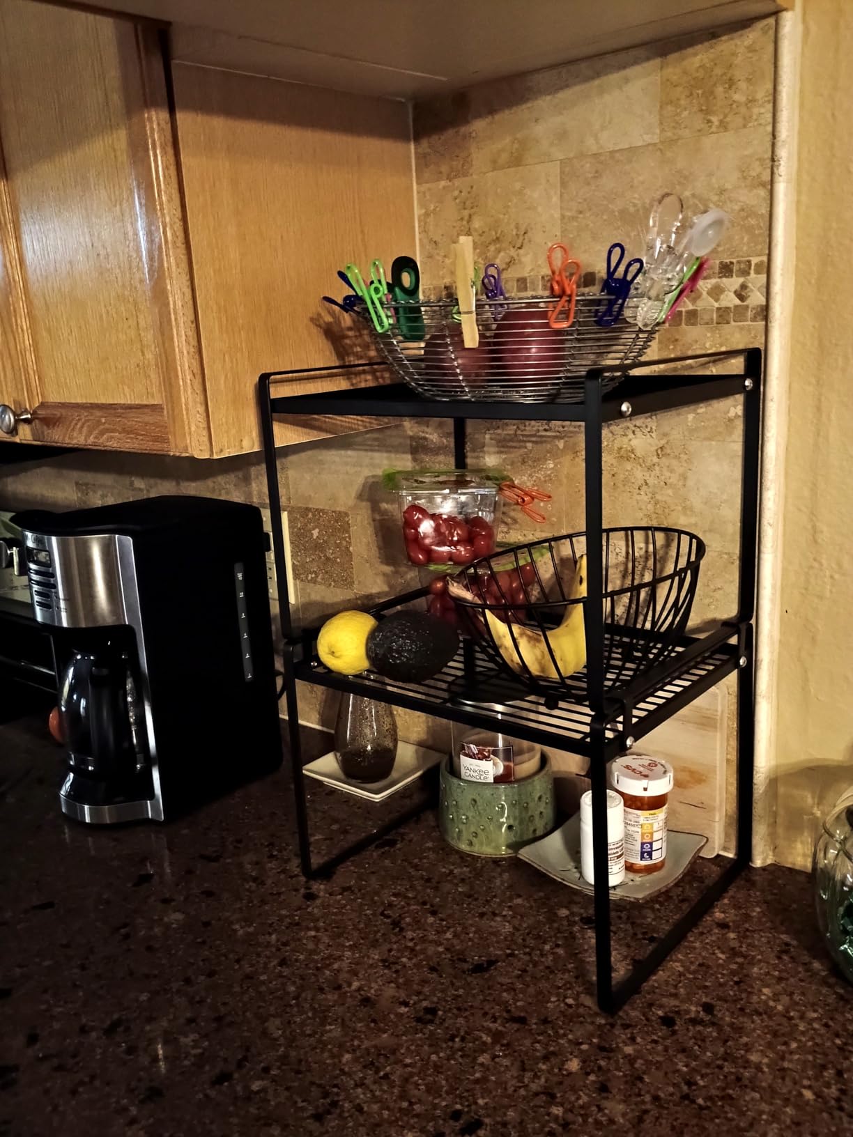 Shantton Cabinet Shelf Organizer, Pantry Shelf Rack, Black 16x8.3x9.5 customer photo 1