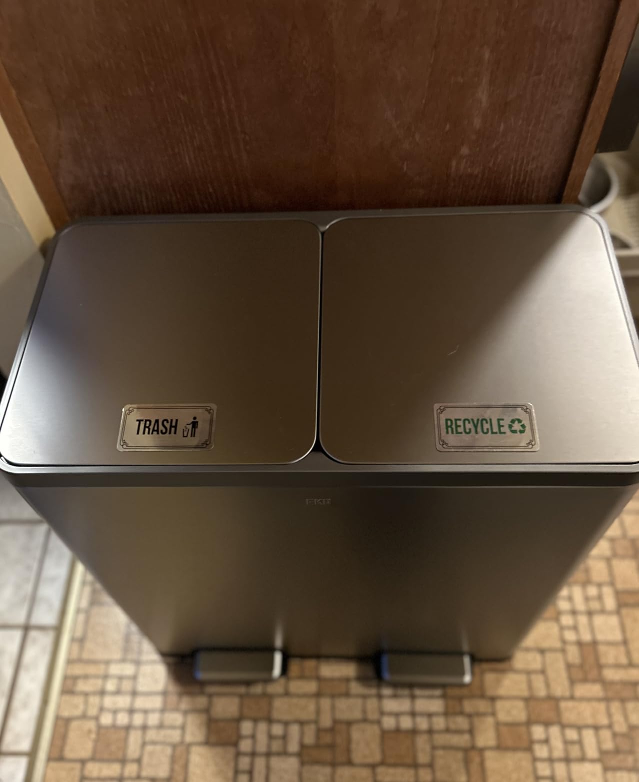 EKO EcoCasa Stainless Steel Dual Step Trash Can for Recycling, 30L+20L Rectangular Kitchen Trash Can, Independent Pedals and Lids, Soft Close and Fingerprint Resistant customer photo 1