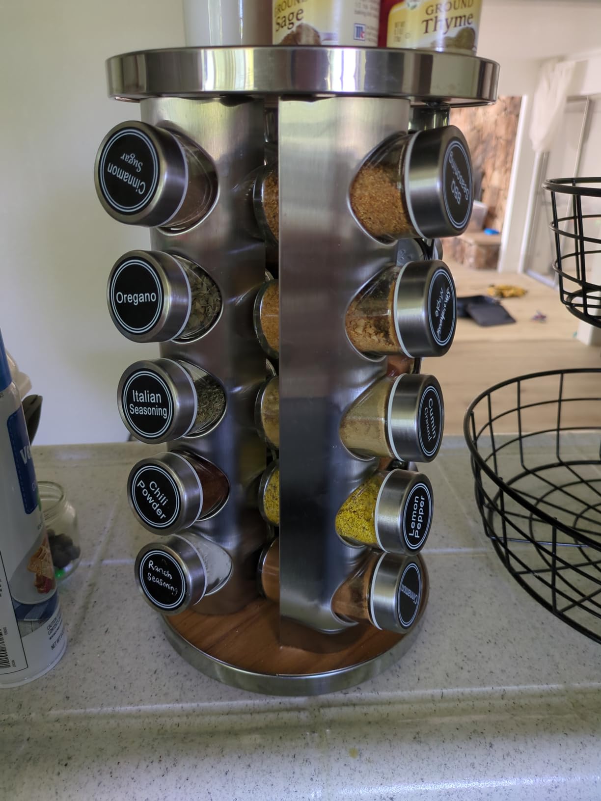 Revolving Spice Rack Set with 20 Spice Jars, Kitchen Spice Tower Organizer for Countertop or Cabinet -- Carousel Storage Includes 386 Spice Labels -- Desktop Rotating Seasoning Organizer customer photo 1