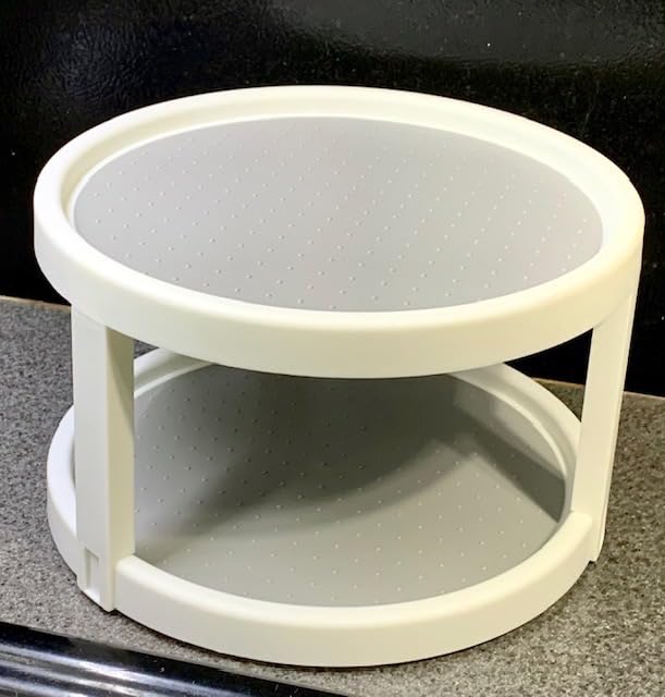 Lazy Susan Organizer, 2 Tier Non Skid Spice Rack Turntable,360 Degree Rotating Seasoning Organizer, 10-Inch Spinning Organizer for Pantry Cabinet, Kitchen, Countertop, Vanity Display Stand customer photo 1