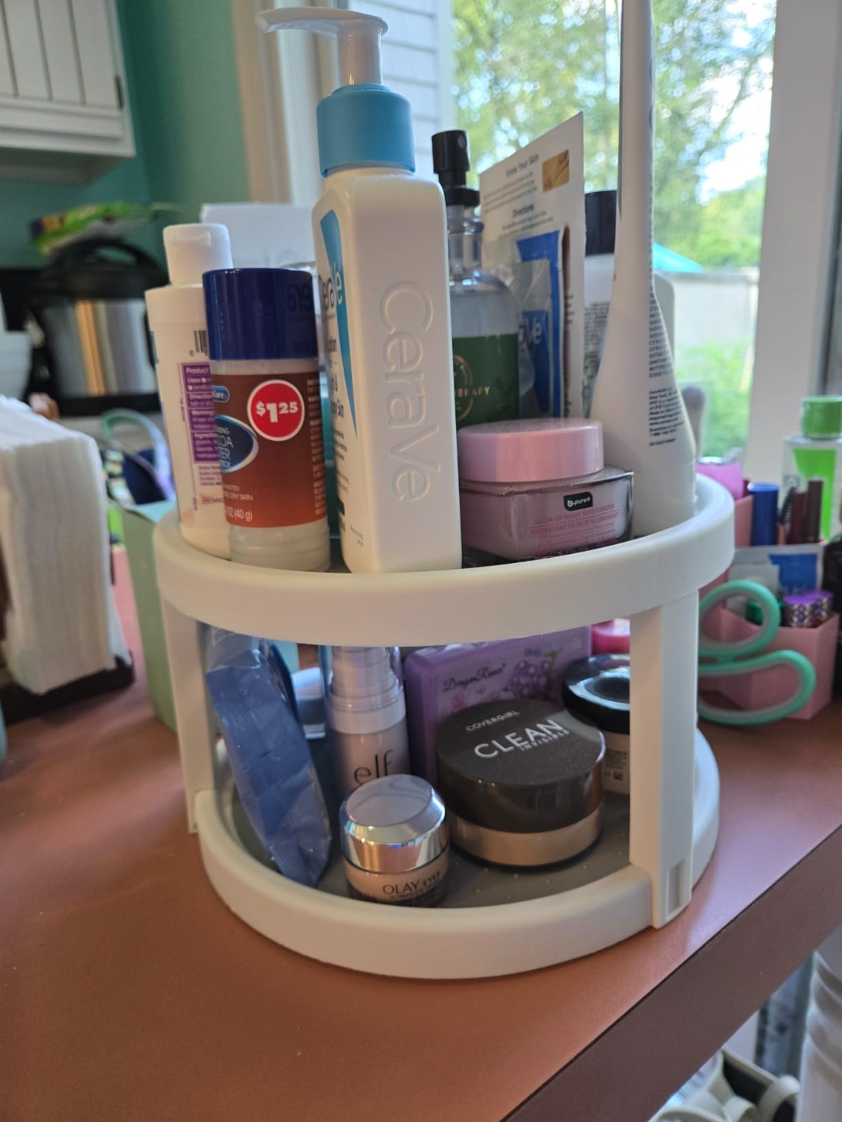 Lazy Susan Organizer, 2 Tier Non Skid Spice Rack Turntable,360 Degree Rotating Seasoning Organizer, 10-Inch Spinning Organizer for Pantry Cabinet, Kitchen, Countertop, Vanity Display Stand customer photo 2