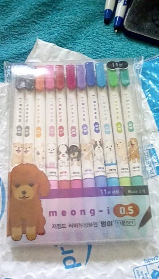 Gel Pens Office School Supplies - Dog 0.5mm Gel Ink Rollerball Ballpoint Pen Korea Kawaii Stationery Non-Smudge, Quick-Drying Writing, Pack of 11 customer photo 2
