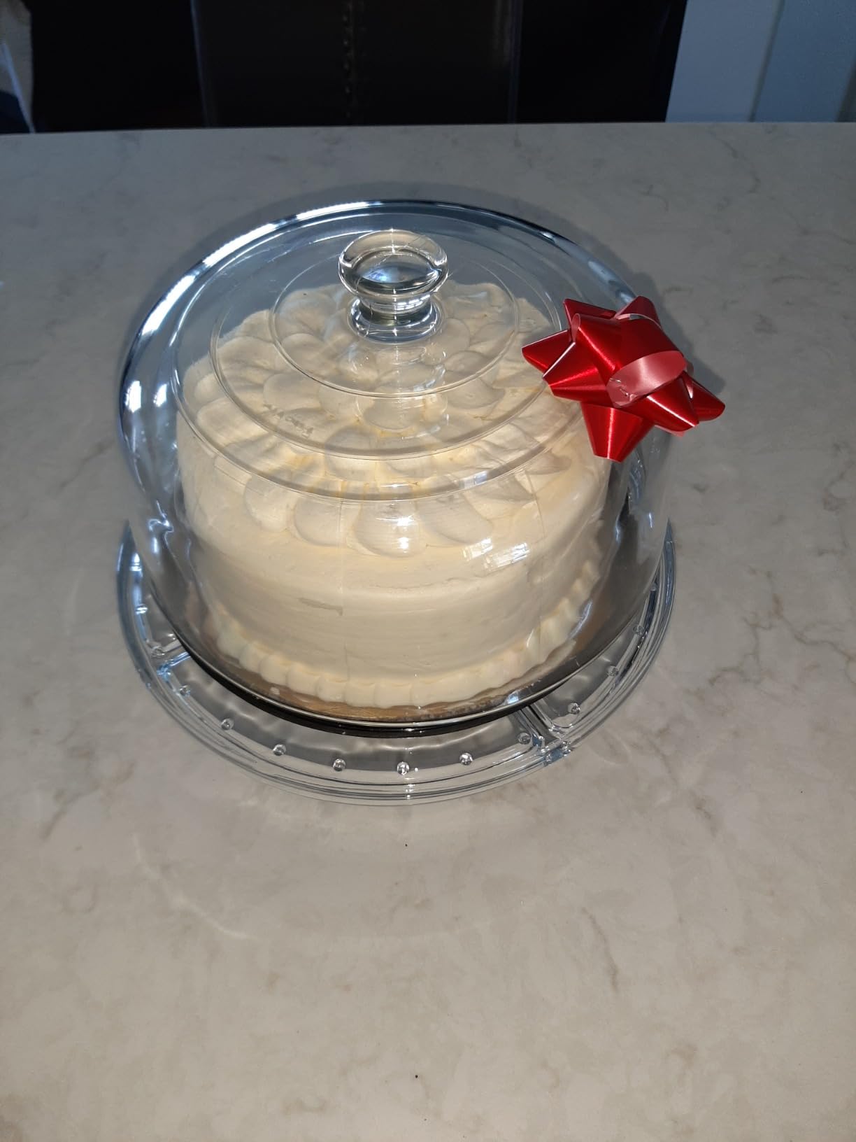 Glass Cake Stand w/ Dome Lid, Footed Cake Plate Platter, 6 in 1, Italy Made customer photo 1
