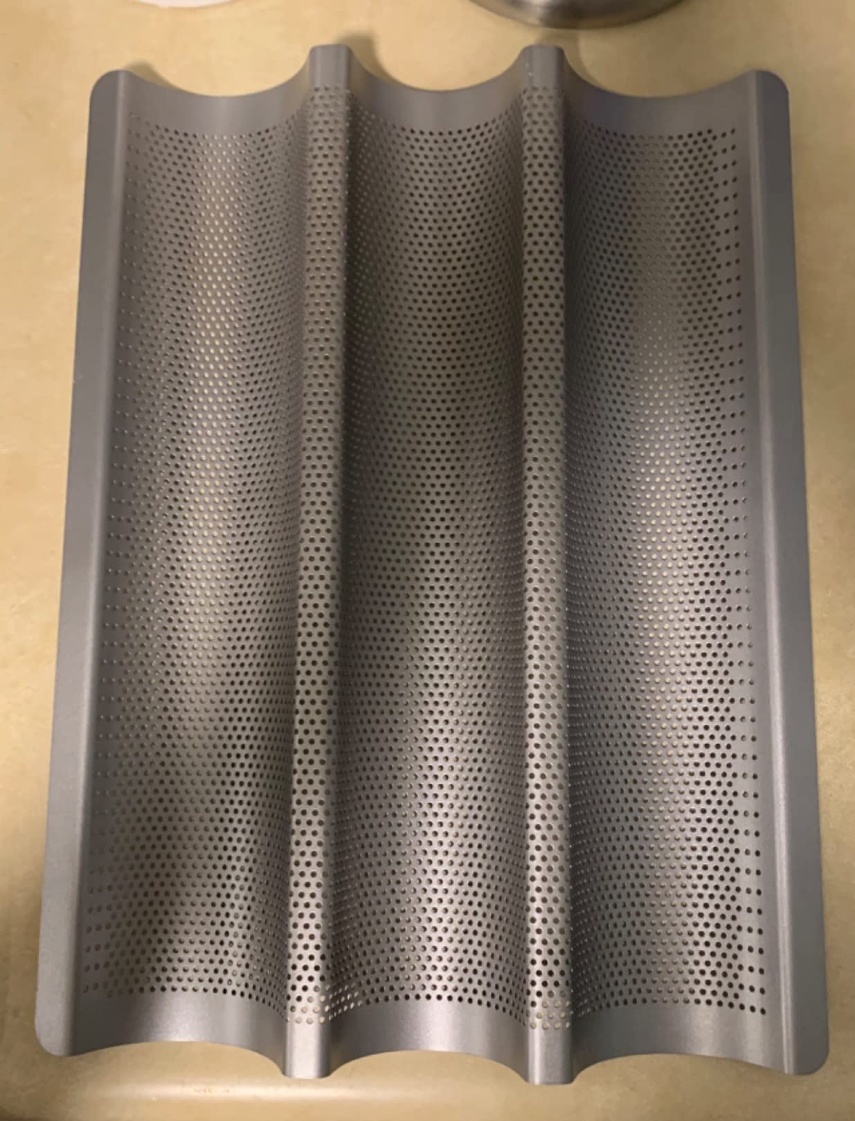 Baguette Pan French Bread Pans For Baking Pans, Nonstick 2 Slots Perforated Italian Loaf Pan Mold Long French Bread Pan Golden customer photo 2