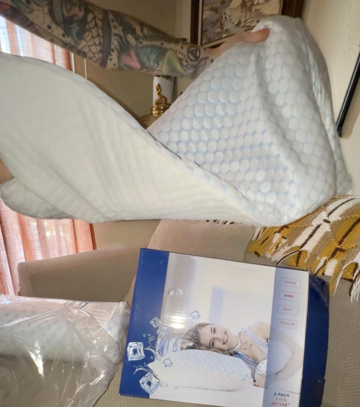 Nestl Cooling Pillow for Sleeping, Luxury Shredded Memory Foam Pillows Standard Size customer photo 2