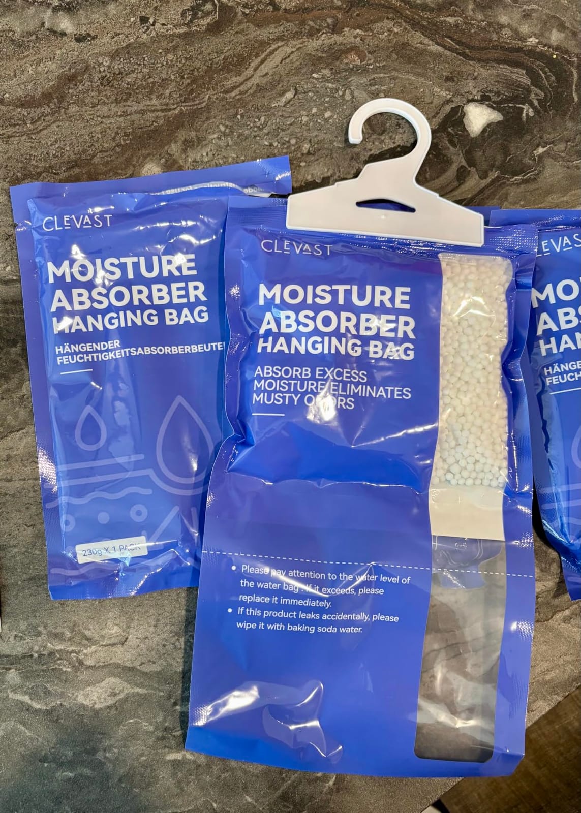 CLEVAST Moisture Absorbers Packets 10 Pack, Dehumidifier Bags for Closet, Unscented Hanging Humidity Absorber in Wardrobes, Bedrooms, Bathrooms (Net Wt. 230g/Pack) customer photo 1