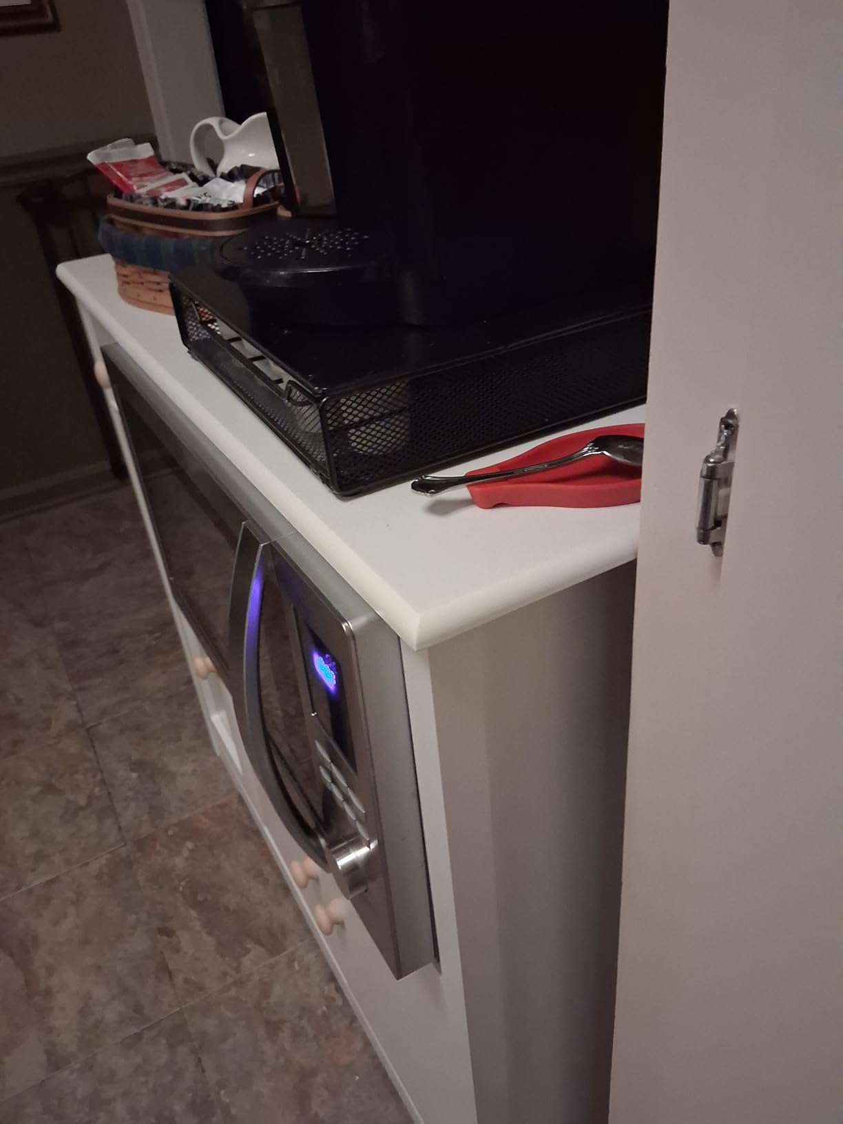 HORSTORS Microwave Cabinet, Kitchen Storage Cabinet, Microwave Stand, White customer photo 1