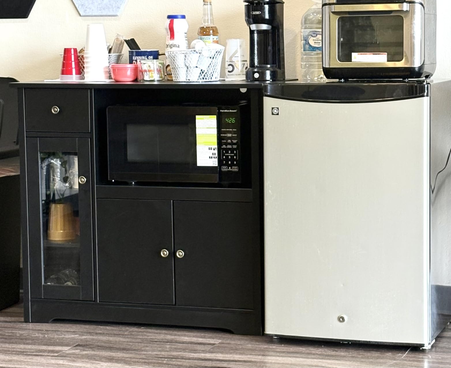 HORSTORS Microwave Cabinet, Kitchen Storage Cabinet, Microwave Stand, White customer photo 2