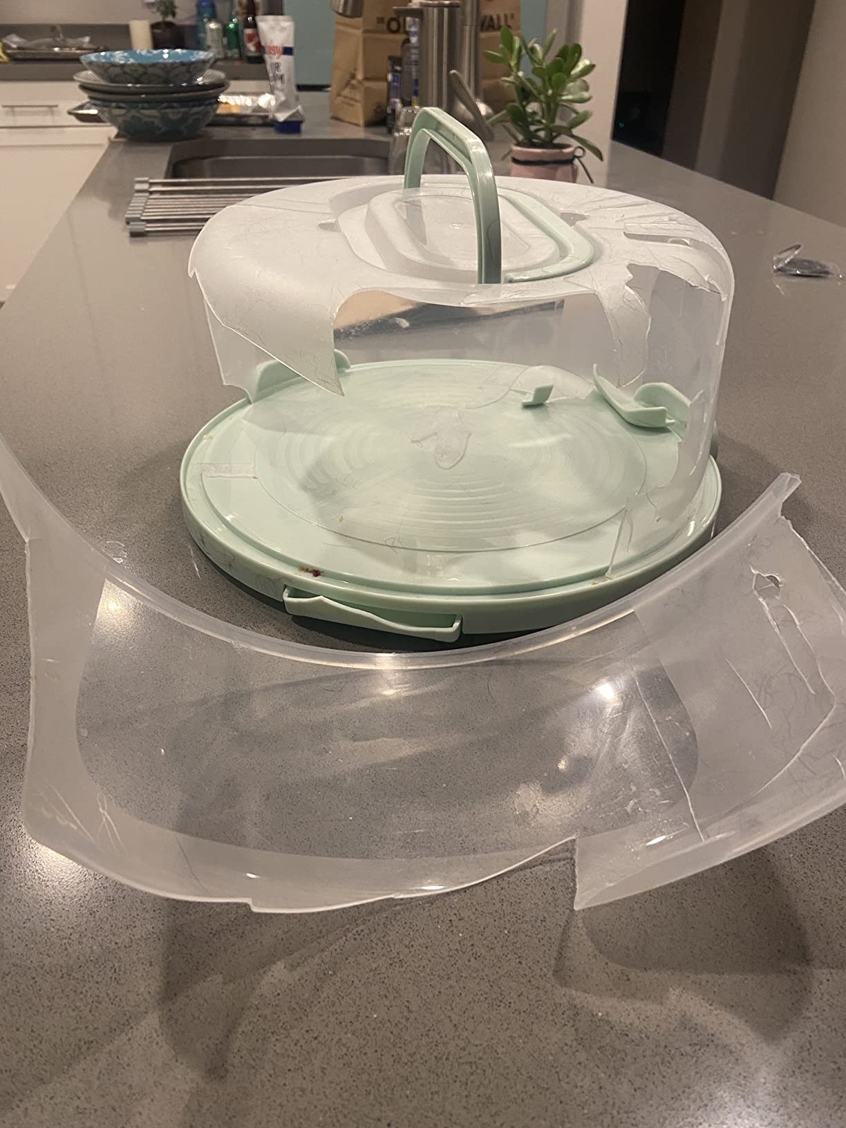 Cake Carrier with Lid and Handle, Ohuhu BPA-Free Cake Containers Cake Holder for 10 inch Cake with 2 Handle Cupcake Carrier - Plastic Cover Two Sided Base for Transport Pie Nut Fruit Mothers Day Gifts customer photo 2