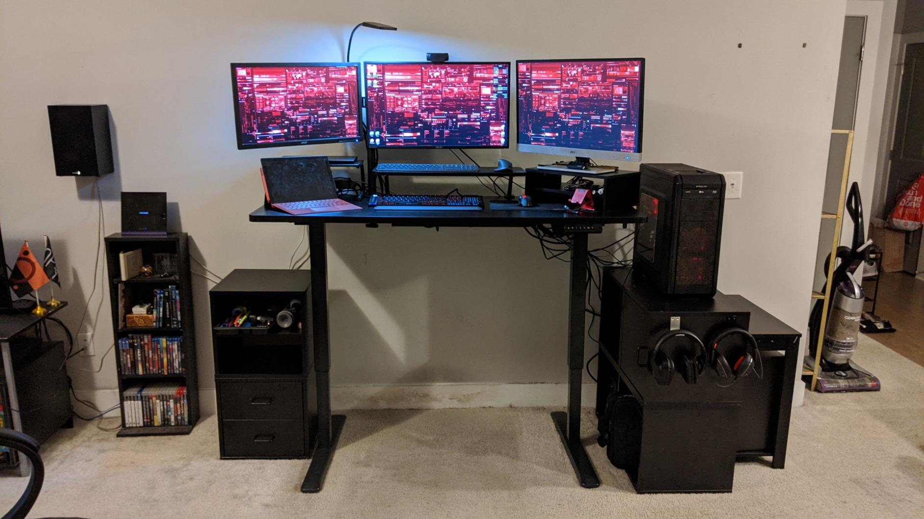 VIVO Black 71 x 30 in Standing Desk, DESK-KIT-1B7B | Electric, Holds 220 lbs, Sit Stand, Height Adjustable, Extra Deep Table Top, Memory Presets, 1B Series, Black Frame customer photo 1