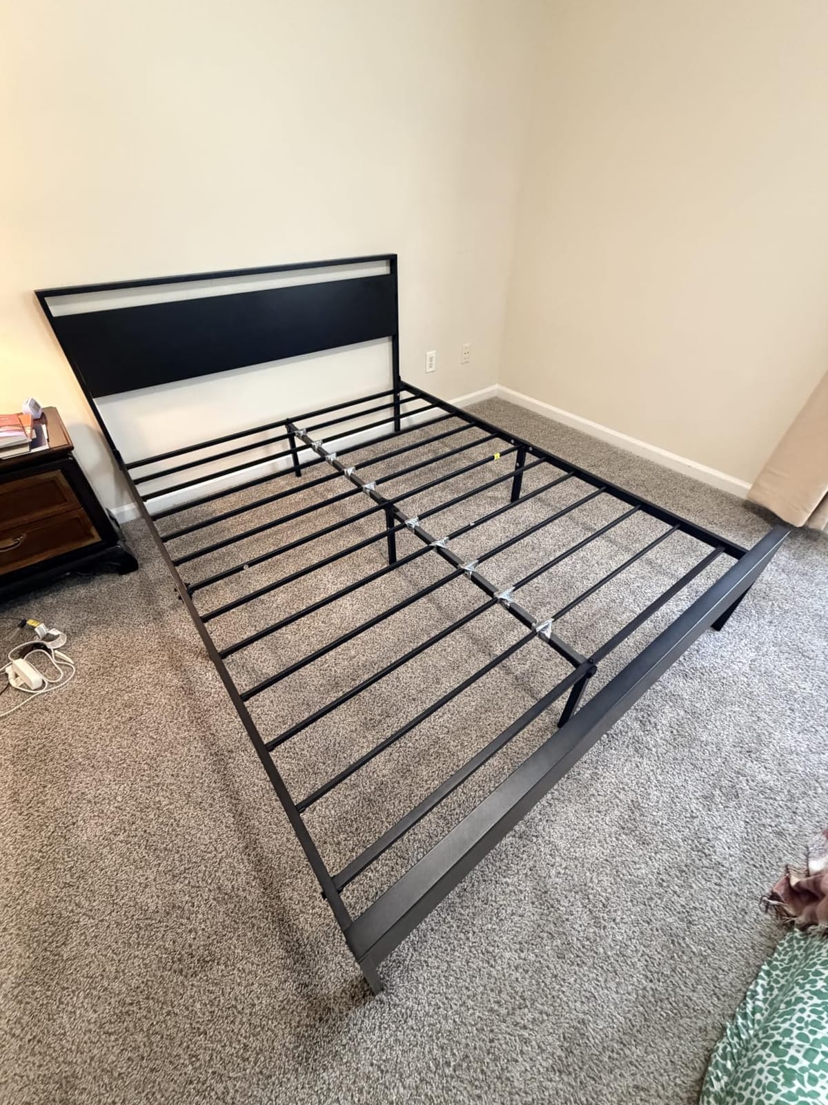 SHA CERLIN 14 Inch King Size Metal Platform Bed Frame with Wooden Headboard and Footboard, Mattress Foundation, No Box Spring Needed, Large Under Bed Storage, Mahogany customer photo 2
