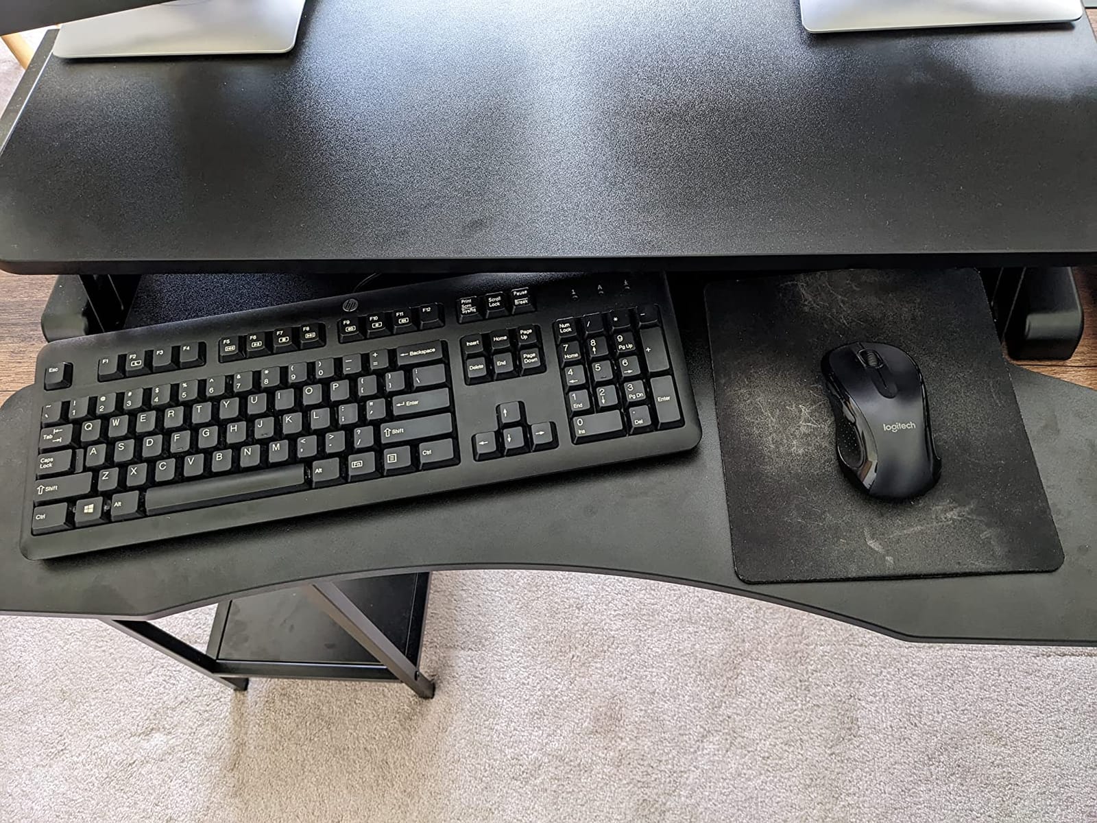 VIVO Black 42 in Standing Desk Converter, DESK-V042KB | Large, Height Adjustable, Stand Up Desk Riser, Wide Keyboard Tray, Dual Monitor and Laptop Workstation, Black Frame, K Series customer photo 2