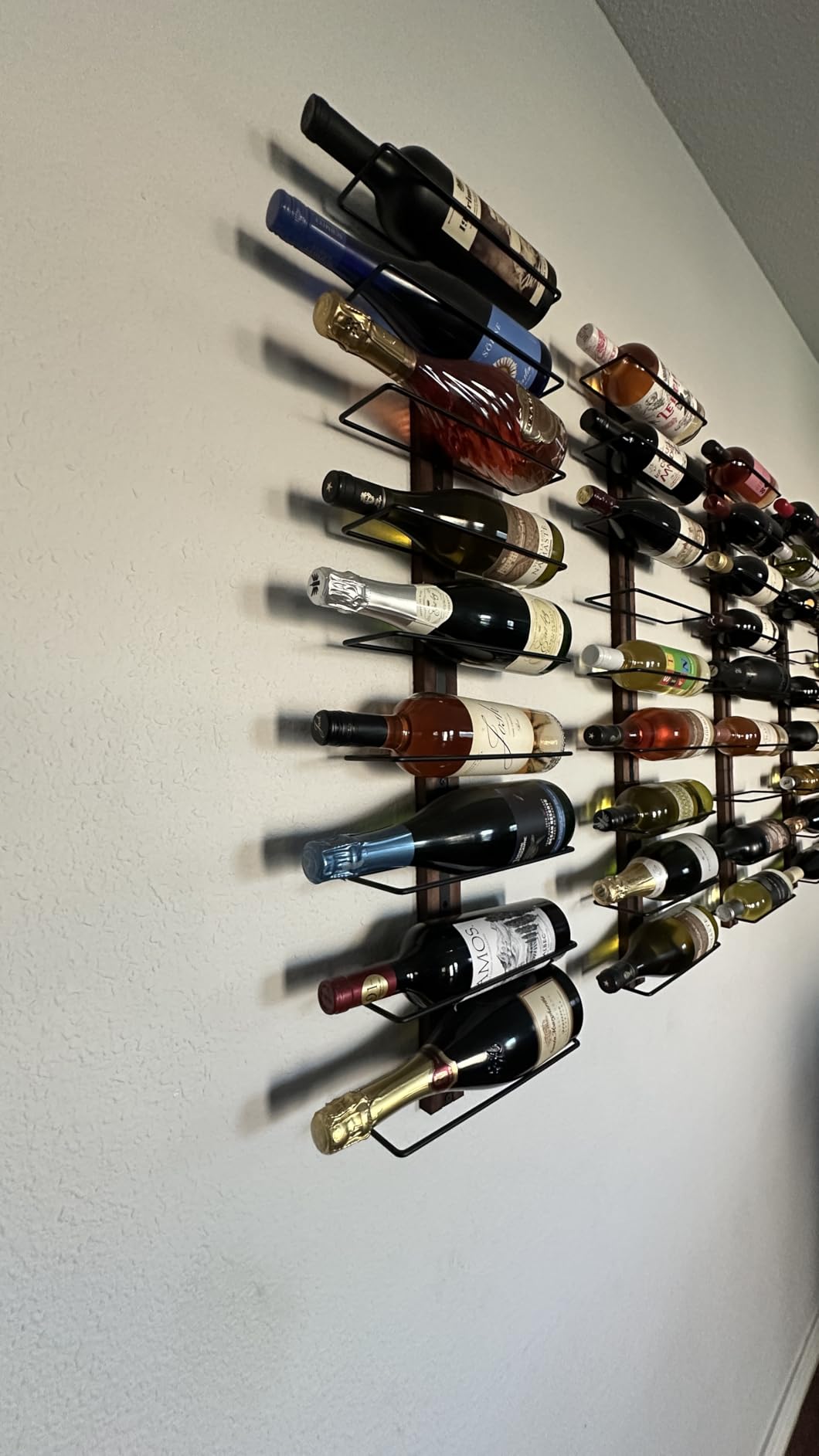 Wall Mounted Wine Rack, 9-Bottle Wall Wine Holder with Solid Wood Backboard customer photo 1
