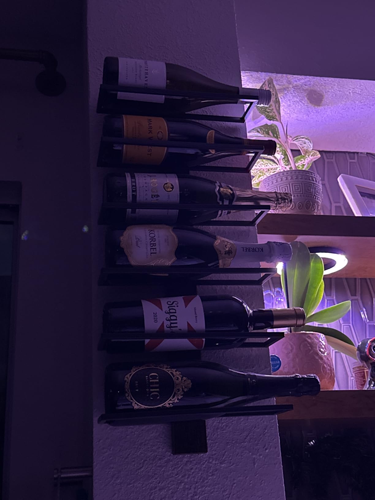 Wall Mounted Wine Rack, 9-Bottle Wall Wine Holder with Solid Wood Backboard customer photo 2