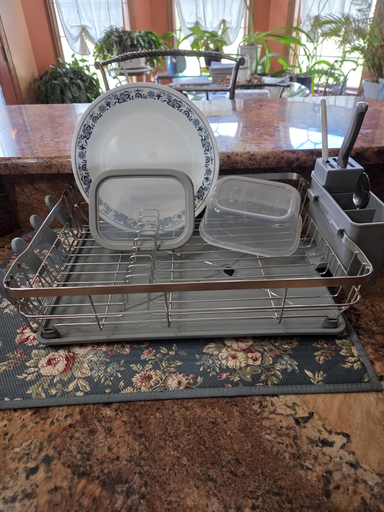 MOUKABAL Dish Drying Rack with Drainboard for Kitchen Counter, Black customer photo 1