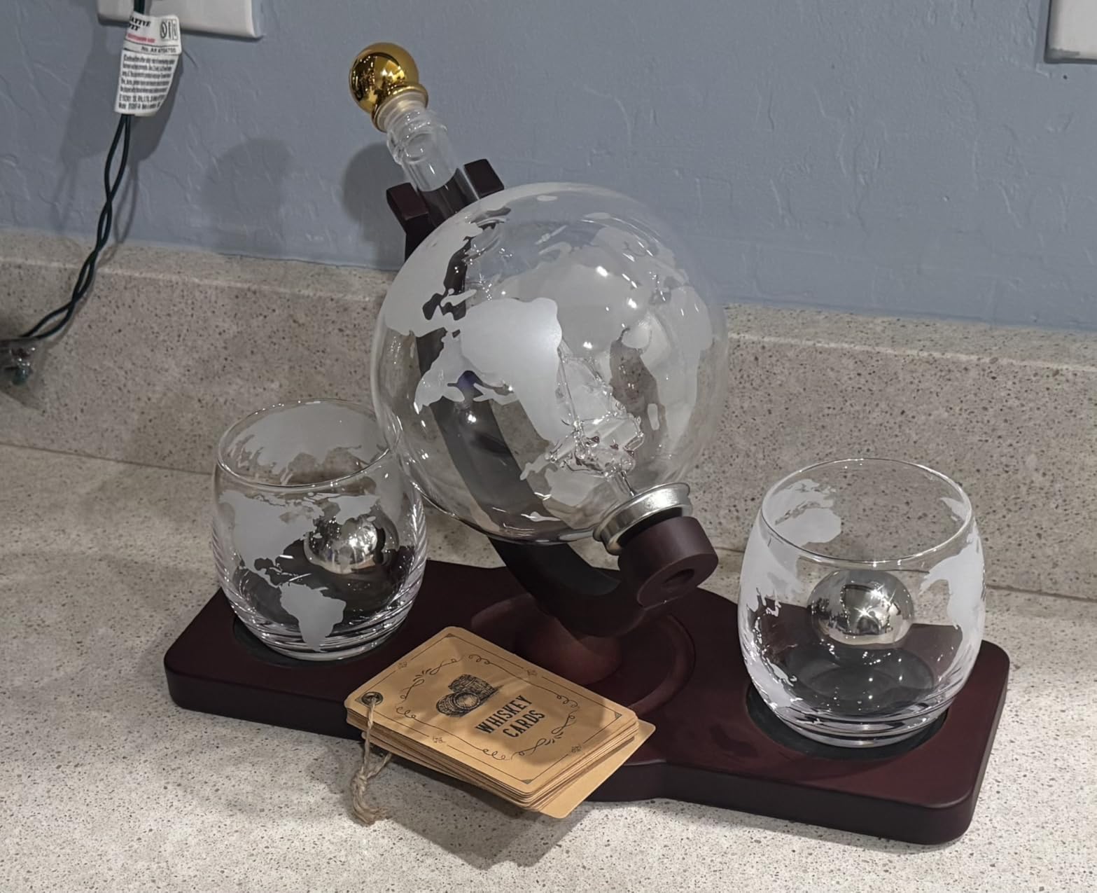 PONPUR Gifts for Men Dad Christmas, Whiskey Decanter Globe Set with 2 Ball Stones & 2 Glasses, Anniversary Birthday Gifts for Him Husband Boyfriend Brother, Cool Stuff Gift for Bourbon Scotch customer photo 1