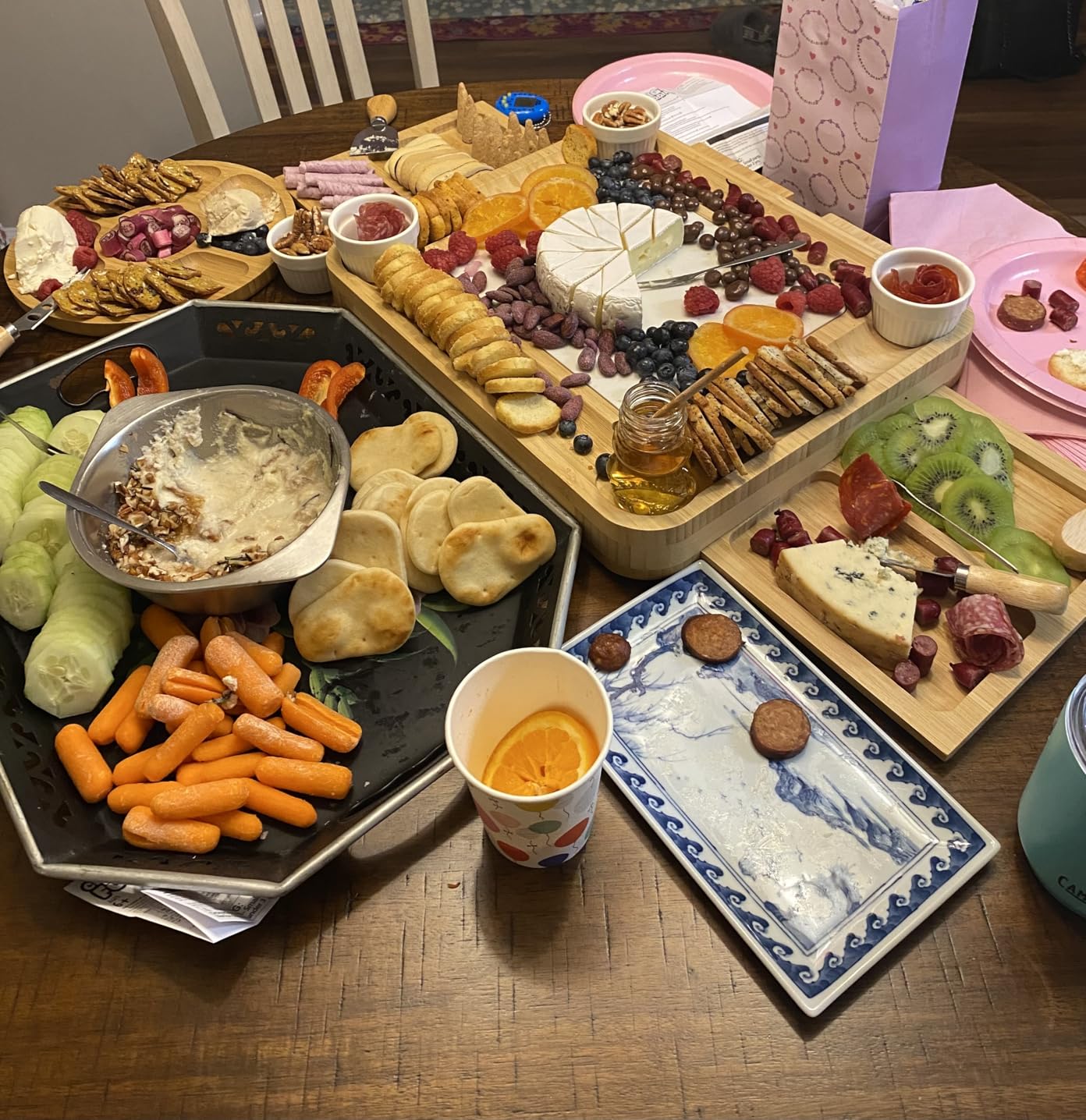 Extra Large Charcuterie Boards Gift Set: Marble Bamboo Cheese Board Set- Unique for Mom, 23 Entertaining Accessories, Christmas, Wedding Gifts for Couple, House Warming Gifts Home customer photo 2