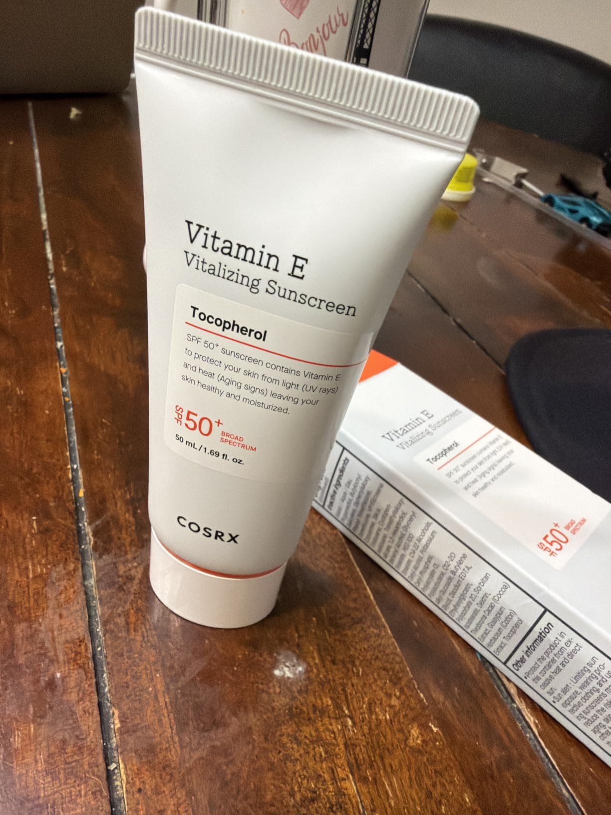 COSRX Vitamin E Sunscreen SPF 50, Natural Glow, for Oily Skin, 1.69 fl oz | Hydrating Face Sunscreen, Lightweight, Non-Sticky, No White Cast, Beach Essentials, Travel Essentials, Korean Skincare customer photo 2