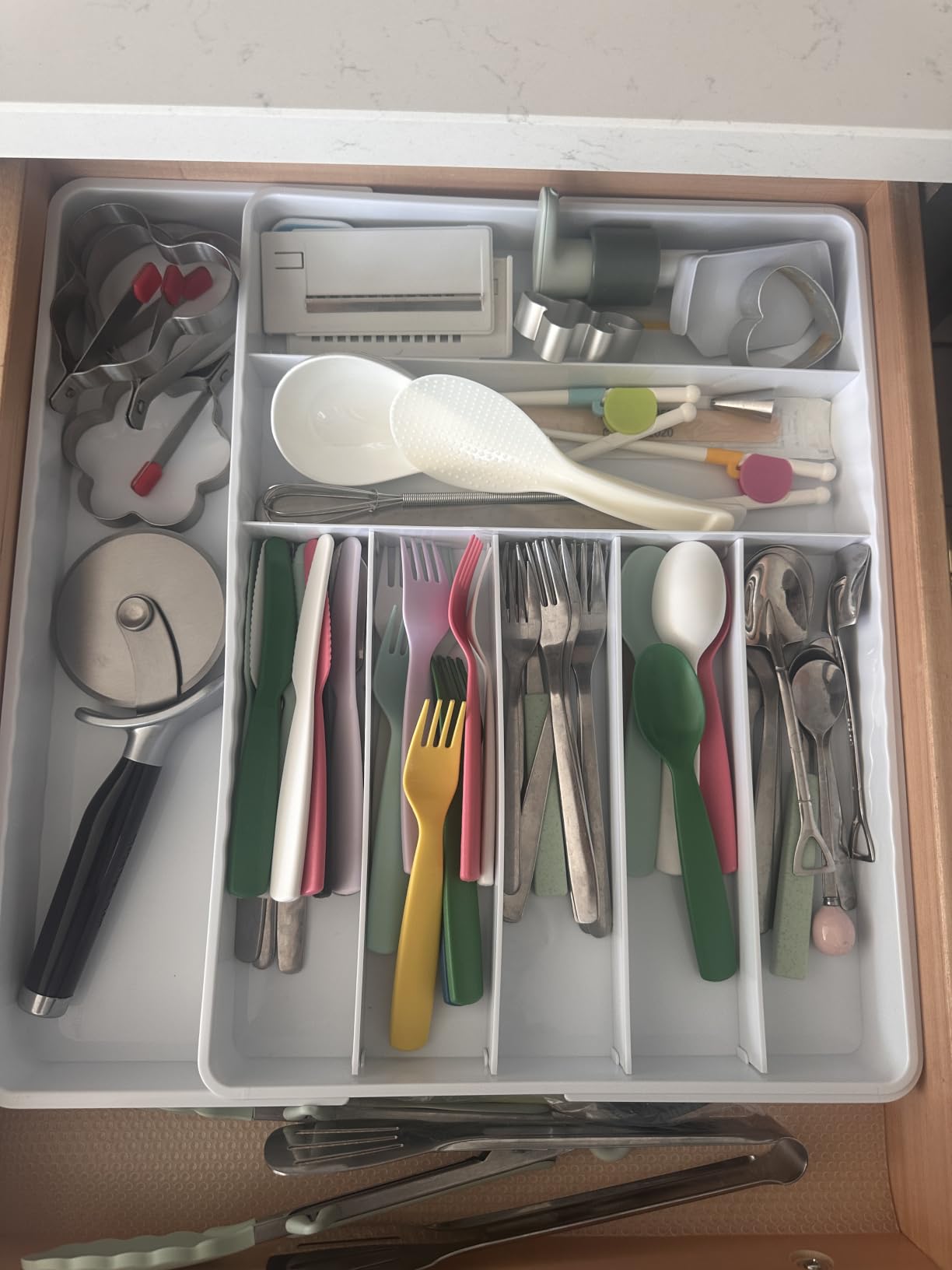 Simple Houseware Expandable Kitchen Drawer Flatware Organizer, Gray customer photo 1