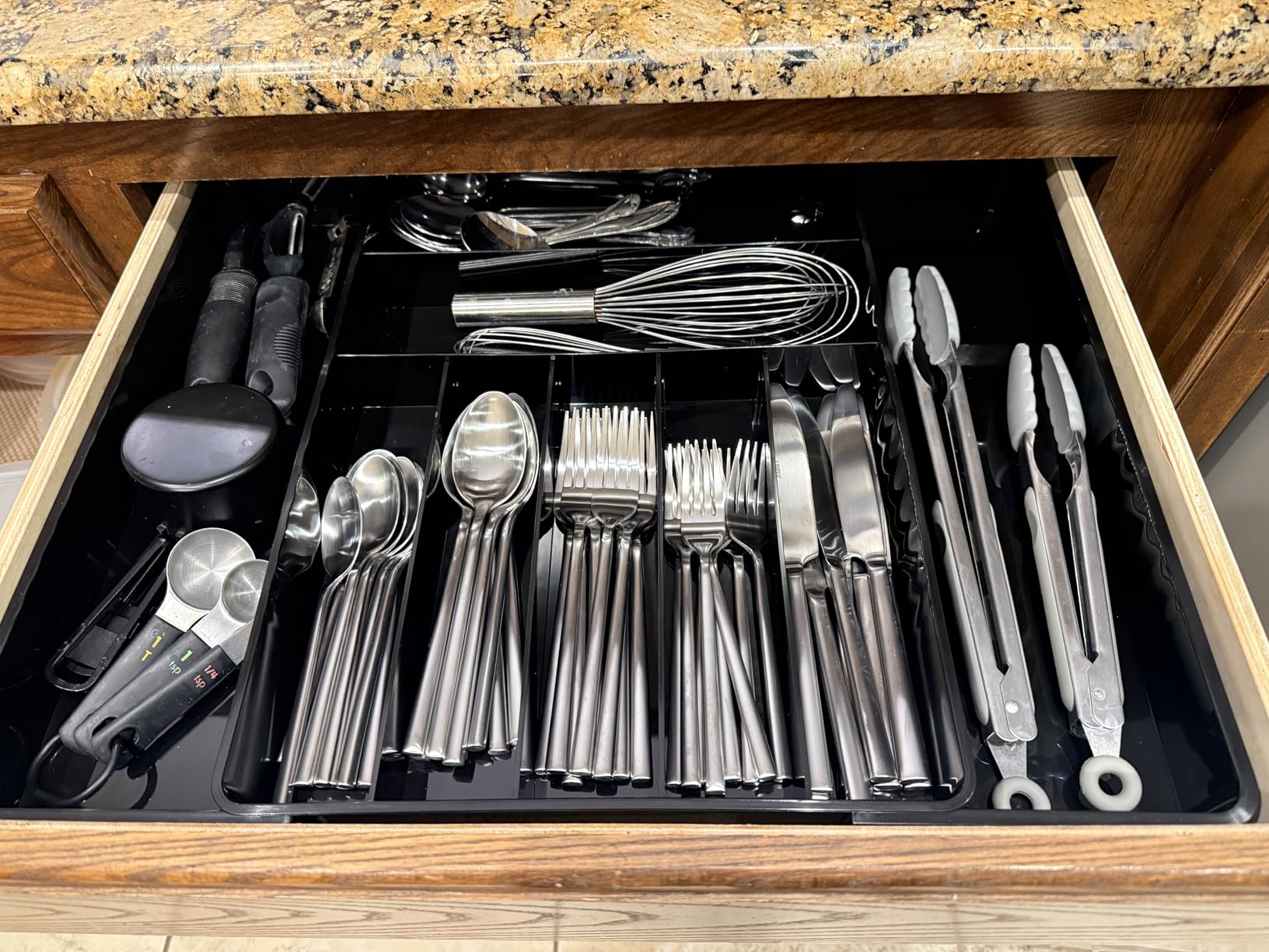 Simple Houseware Expandable Kitchen Drawer Flatware Organizer, Gray customer photo 2