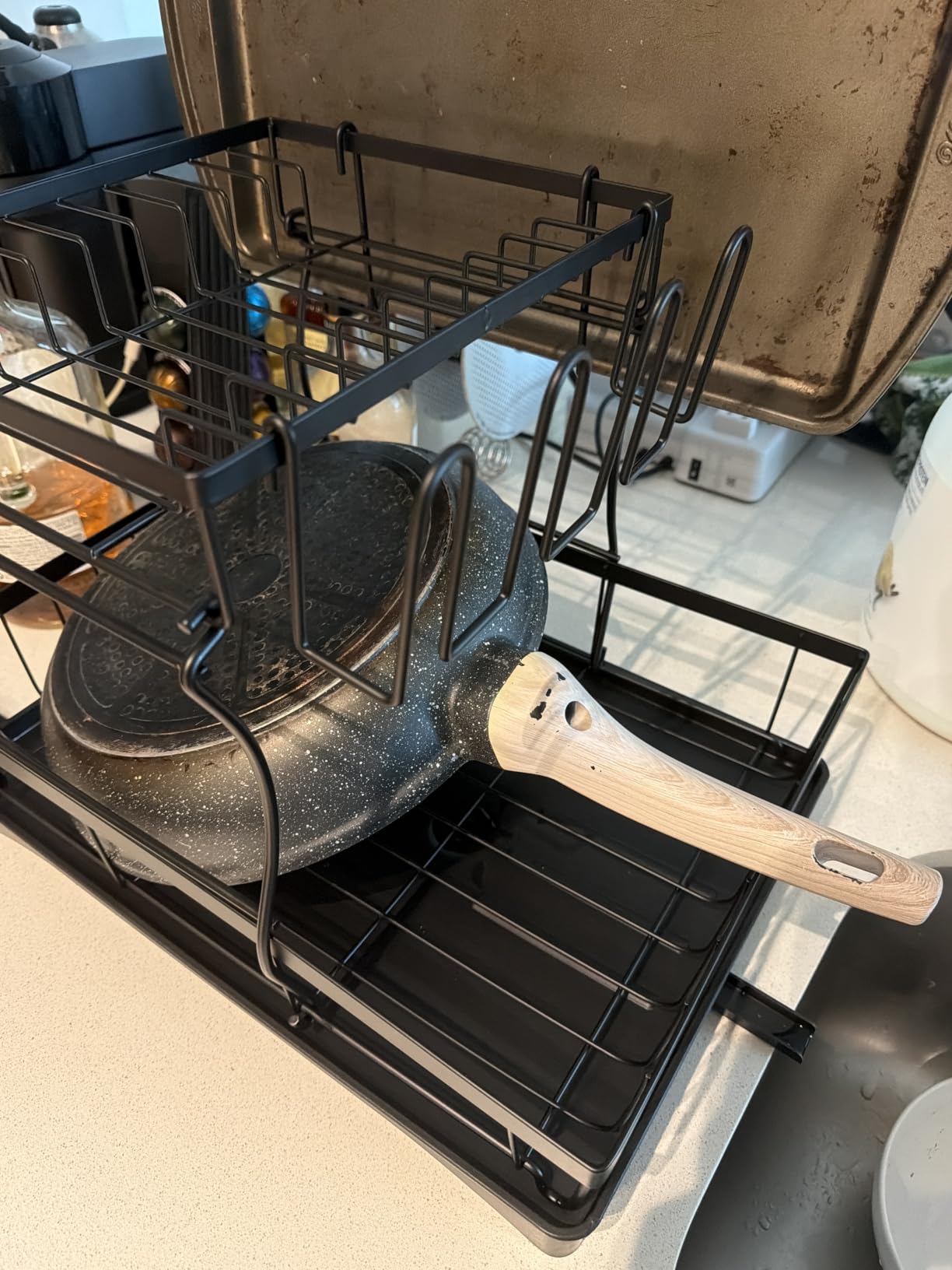 7 code 2-Tier Large Dish Drying Rack for Kitchen Counter, Black customer photo 1