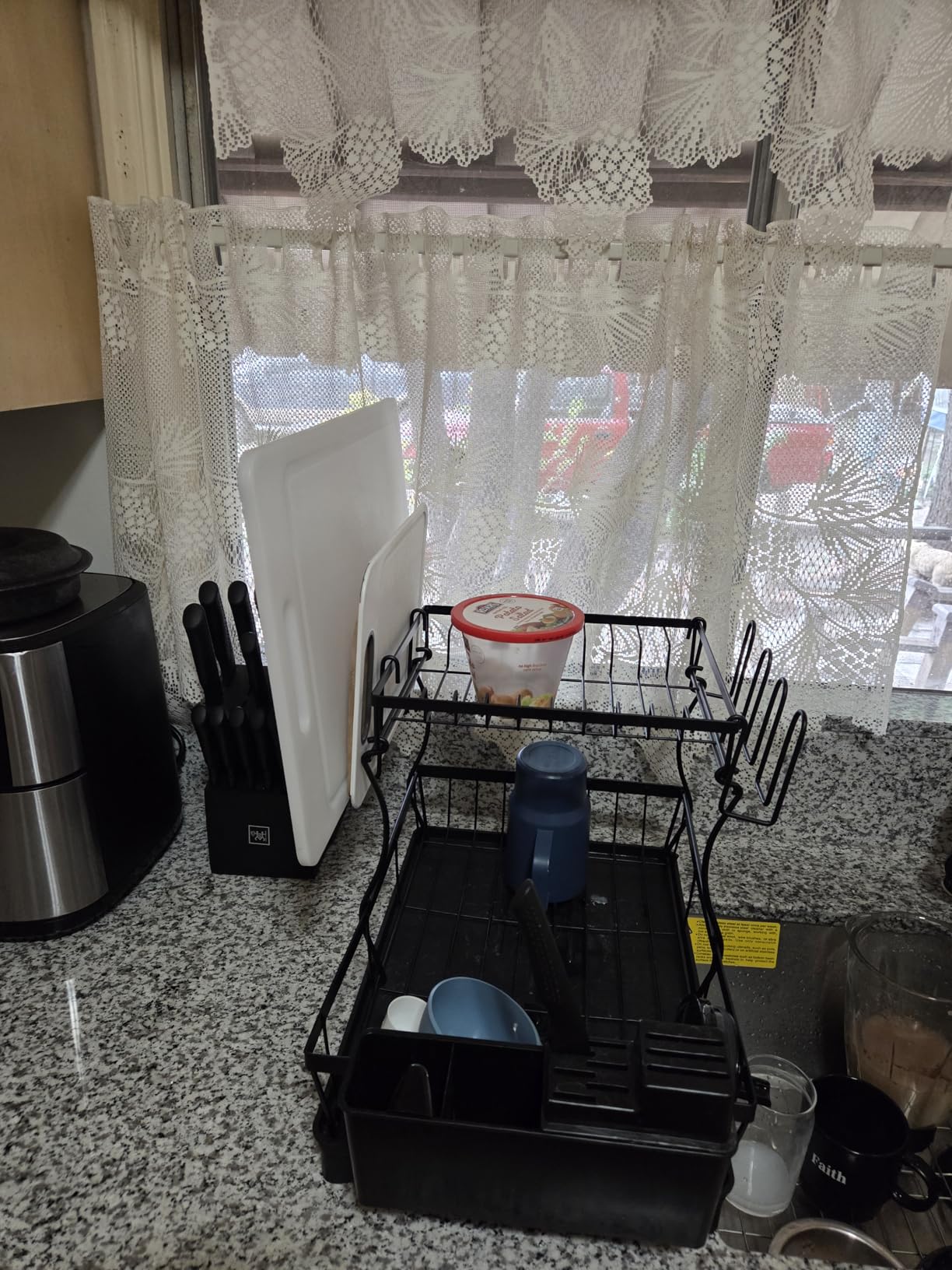 7 code 2-Tier Large Dish Drying Rack for Kitchen Counter, Black customer photo 2