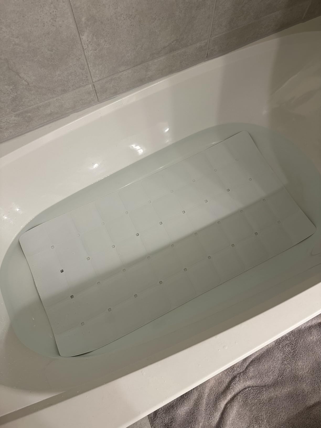 Webos Foldable Silicone Bathtub Mat: Jumbo Size Heavy Duty Safety Bath Mat for Tub Without Suction Cups Non Slip Bath & Shower Mat for Textured, Reglazed, Refinished Tub (White, 35.8 x 17.7) customer photo 1
