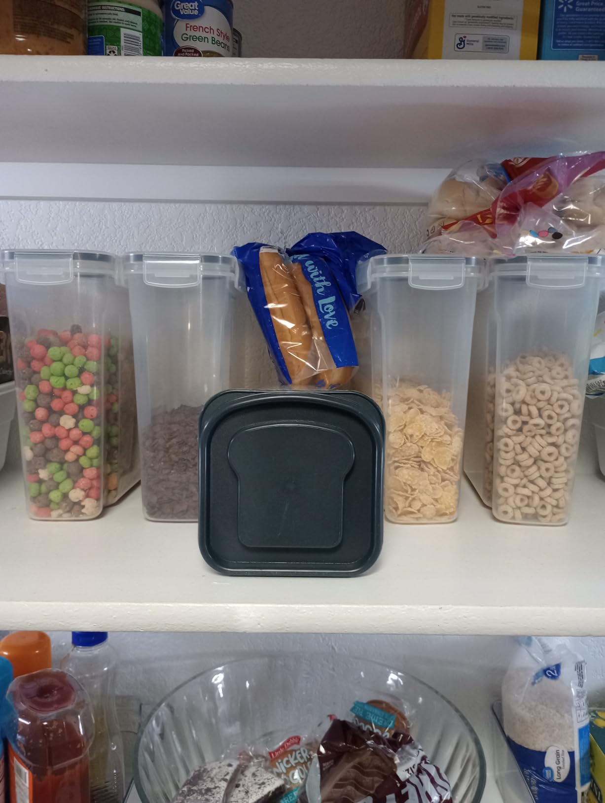 6 Pack Airtight Cereal Food Storage Container - BPA Free Plastic Kitchen and Pantry Organization Canisters for, Dry Pet Food, Flour, Sugar, Rice, Nuts, Snacks & More (135.5 Oz) Labels & Chalk Marker customer photo 1