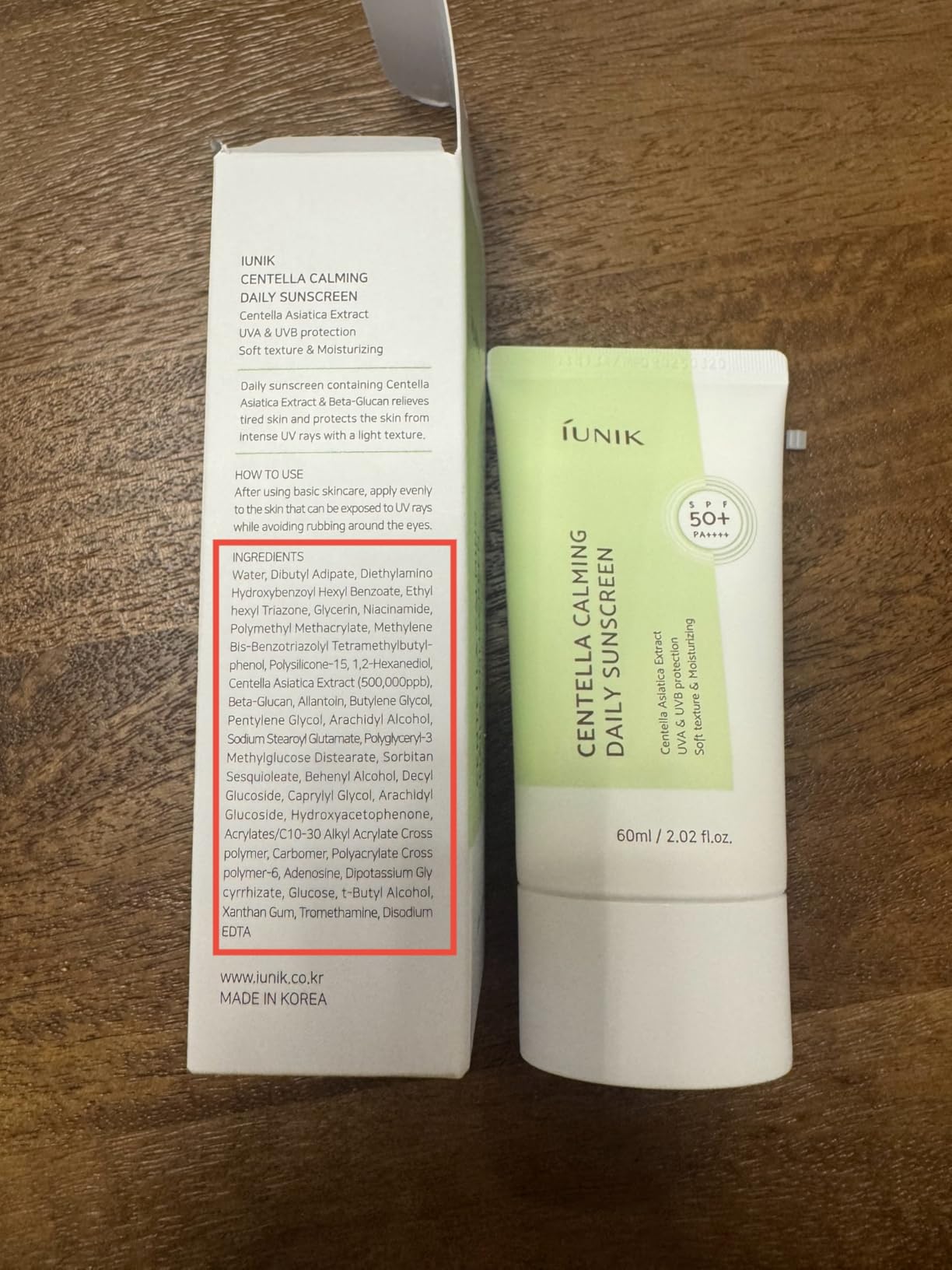 IUNIK Centella Calming Moisture Daily Sunscreen SPF 50+ PA++++ Matte customer photo 2