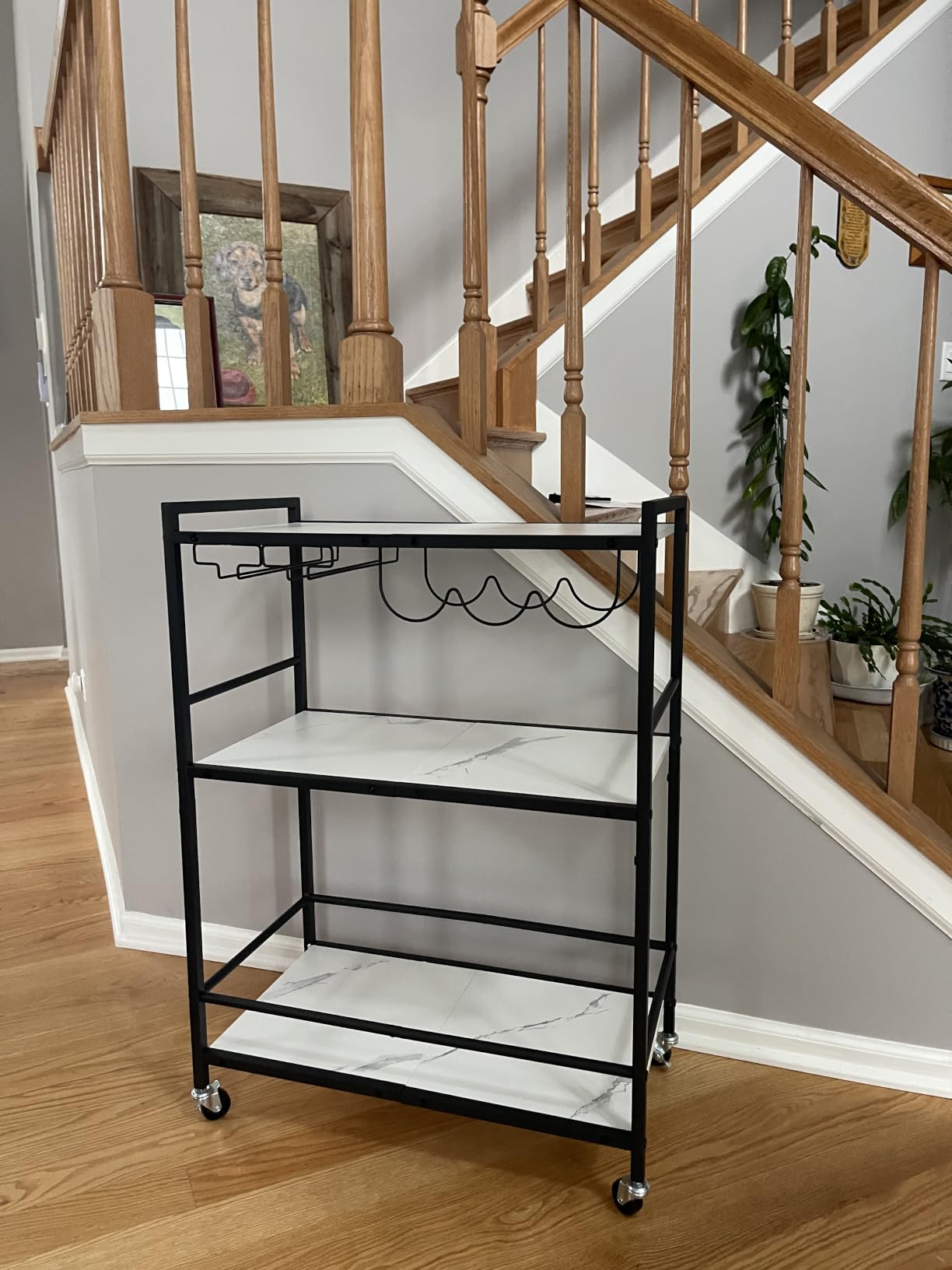 TUTOTAK Bar Cart with Wheels, Drink Cart with Wine Rack and Glass Holder customer photo 2