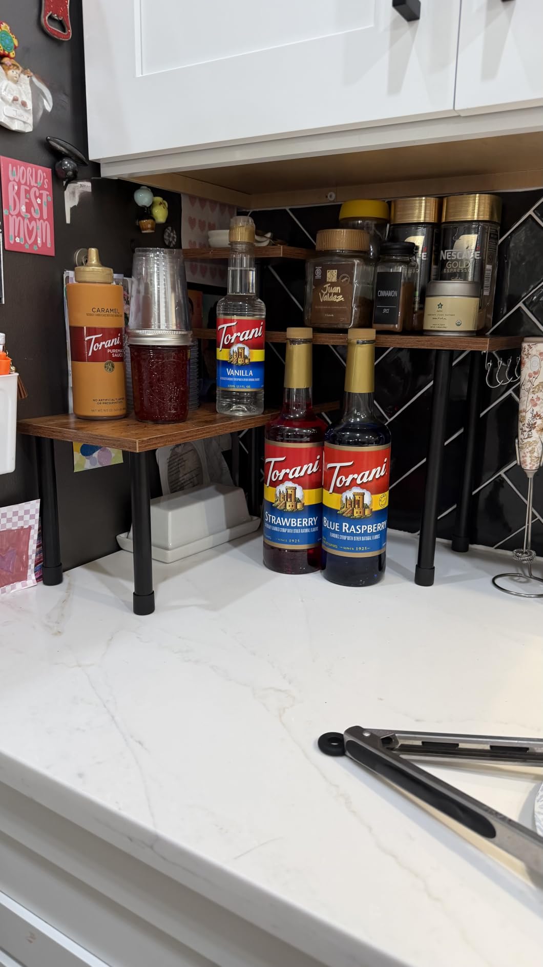 JayRex Kitchen Countertop Organizer 3-Tier Corner Shelf, Rustic Brown customer photo 2