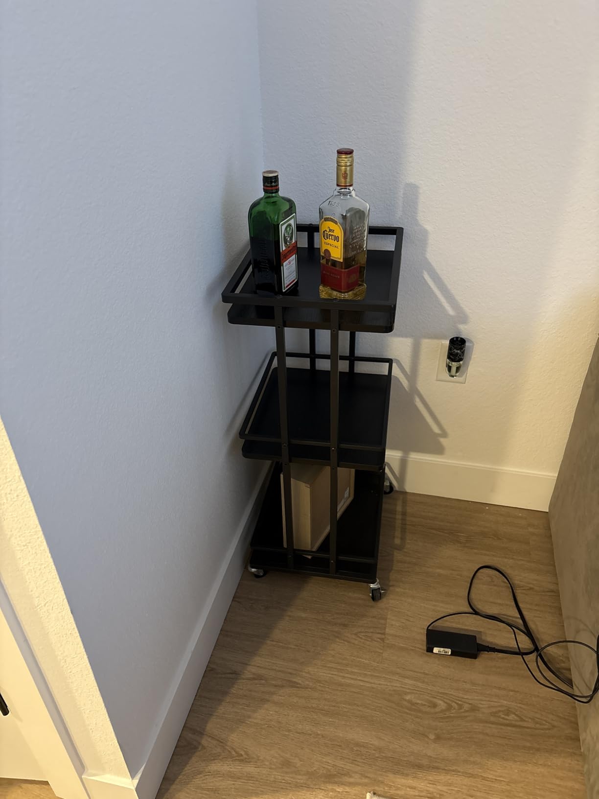 OKZEST 3-Tier Bar Cart for Home, Mini Rolling Liquor Cabinet & Serving Cart customer photo 2