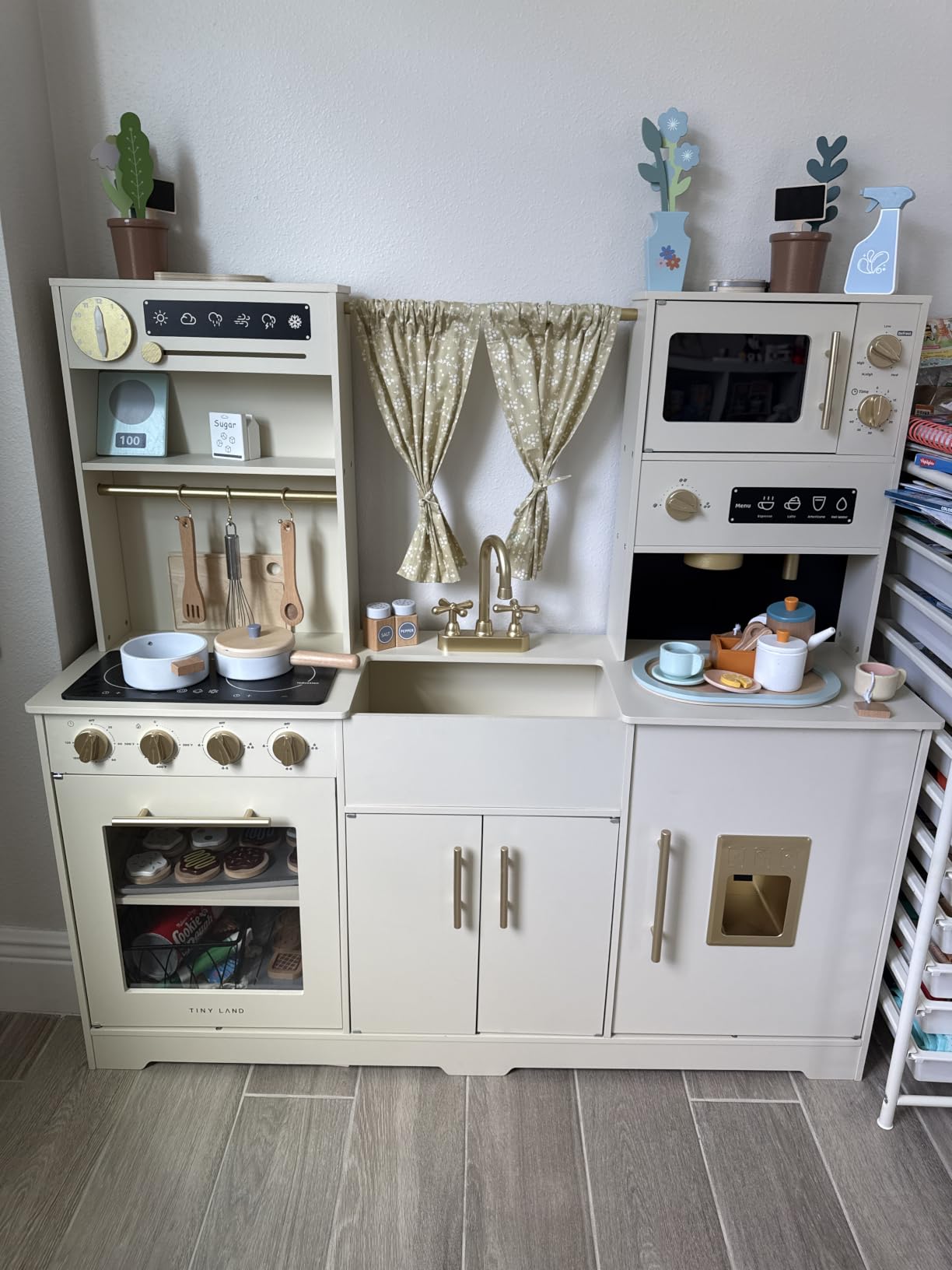 Tiny Land Play Kitchen for Kids – Modern Home Design with Fabric Curtains customer photo 2